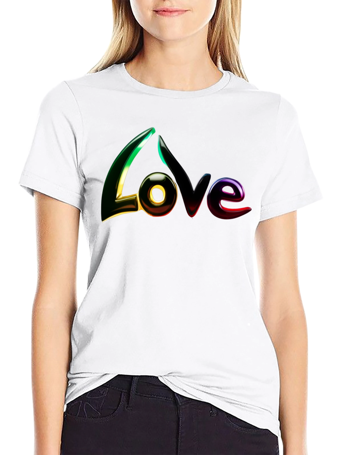 Love Graphic Print Black T-Shirt