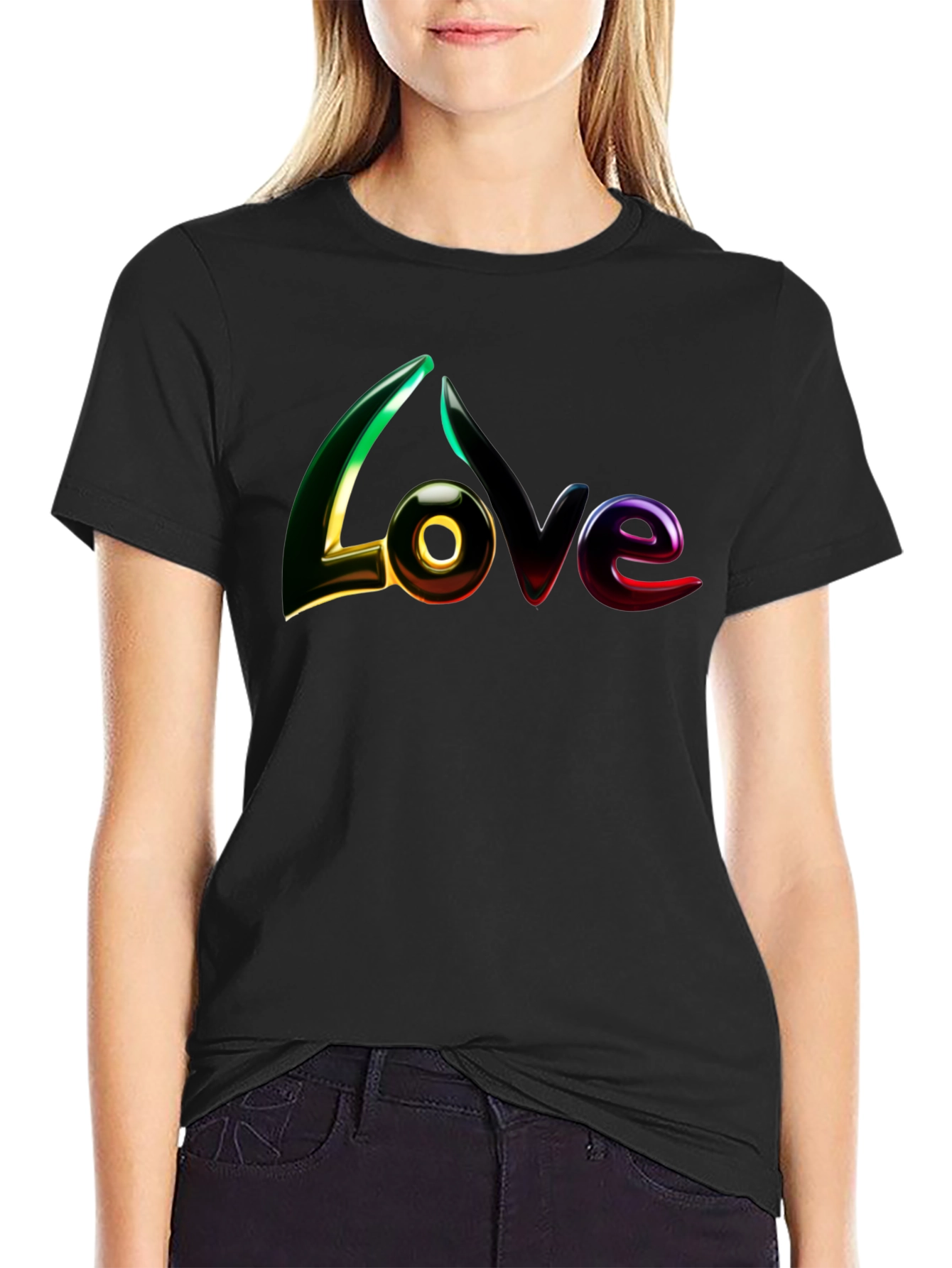 Love Graphic Print Black T-Shirt