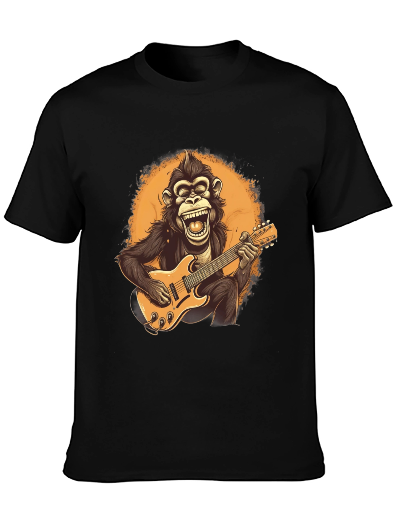 Monkey Guitarist Graphic Tee - Black T-Shirt