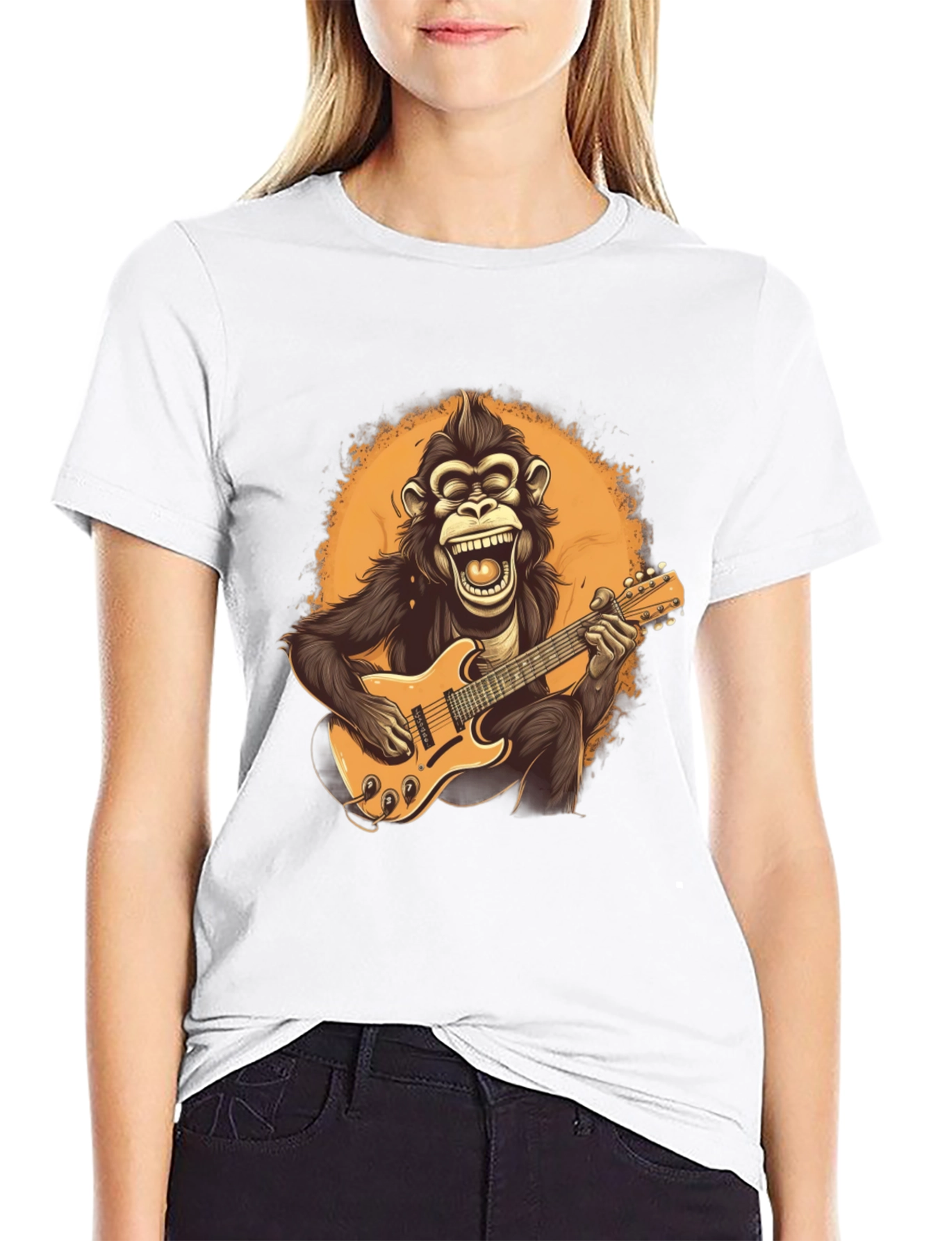 Monkey Guitarist Graphic Tee - Black T-Shirt