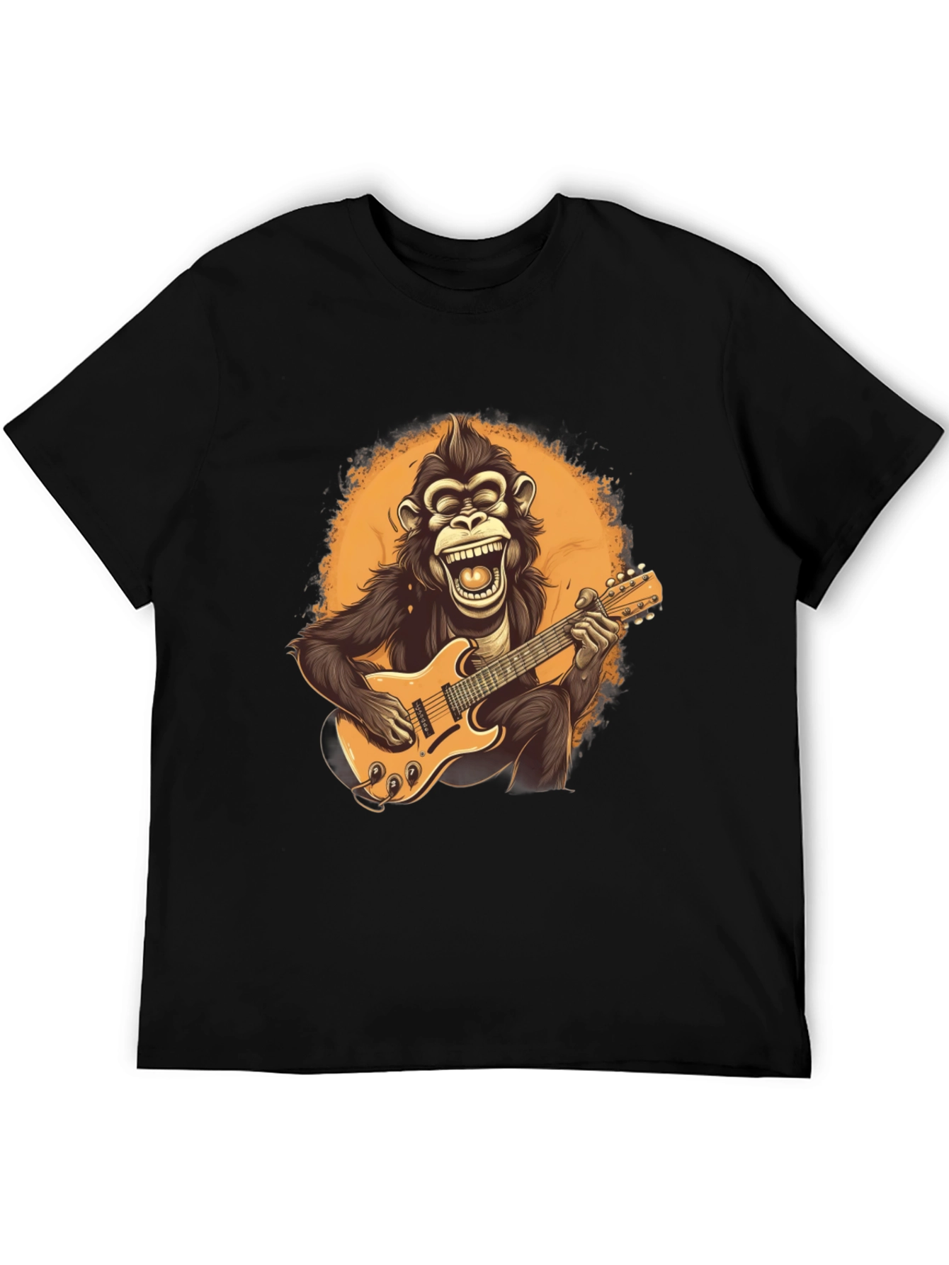 Monkey Guitarist Graphic Tee - Black T-Shirt