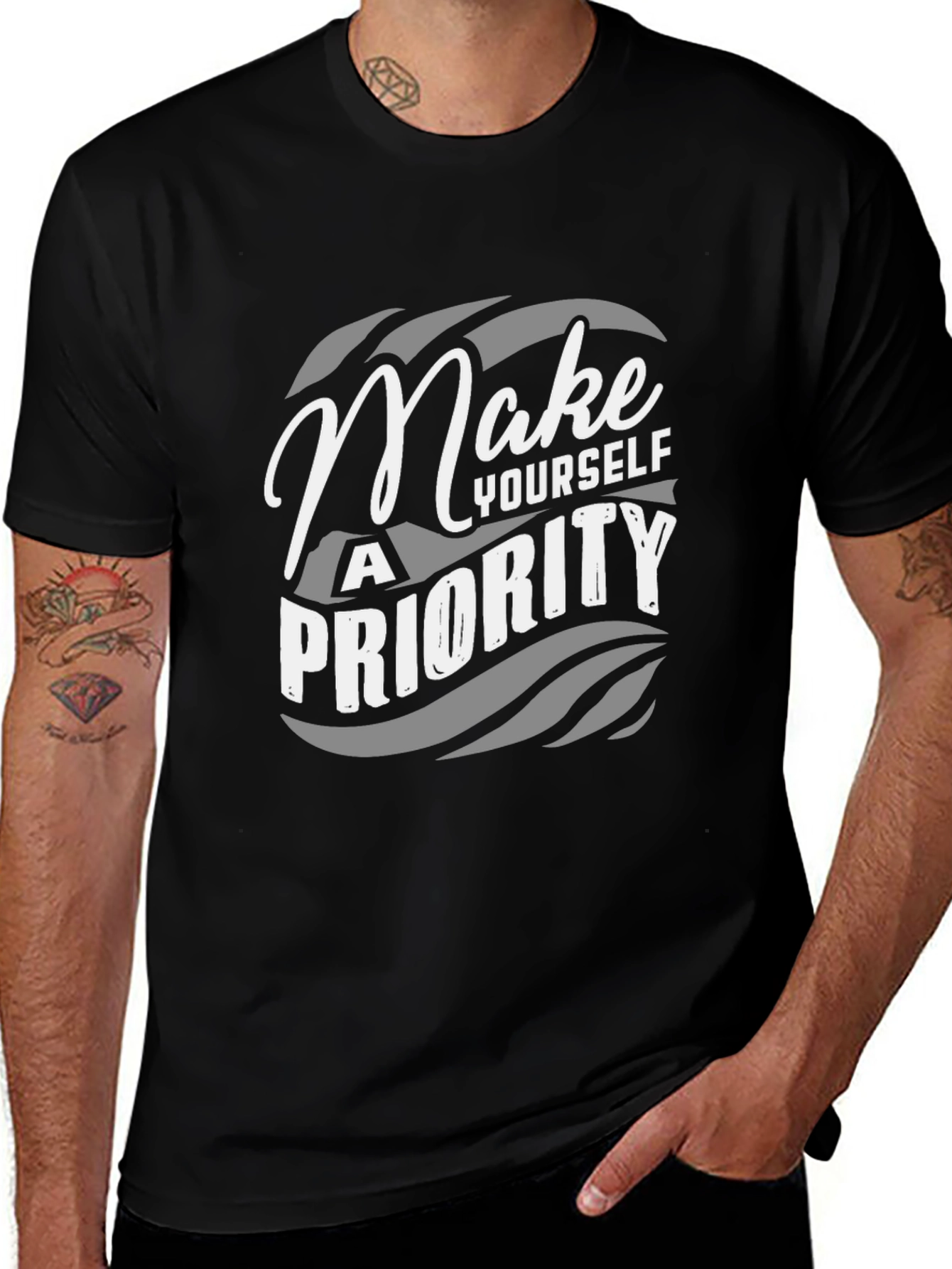 Make Yourself a Priority Black Graphic Tee