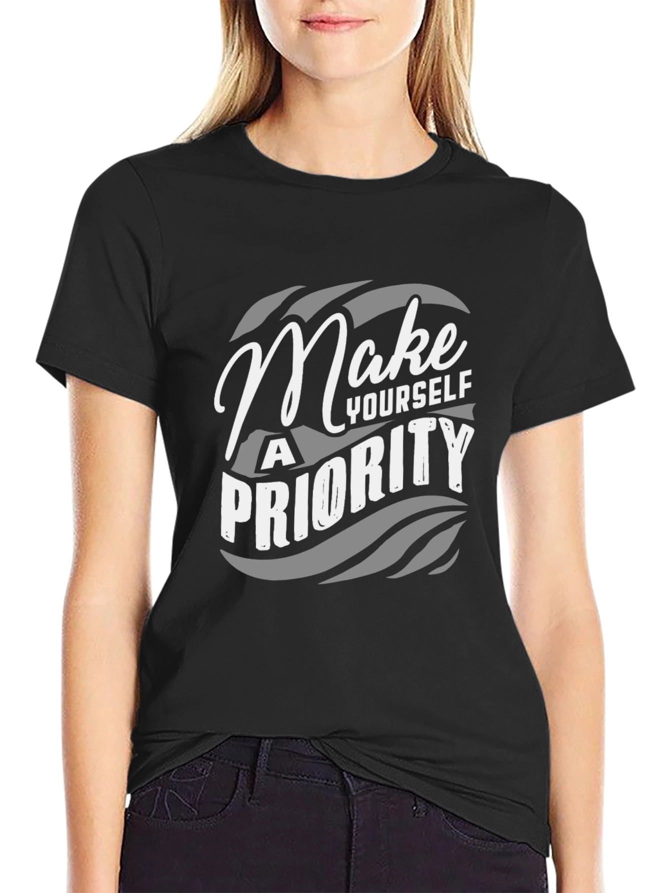 Make Yourself a Priority Black Graphic Tee