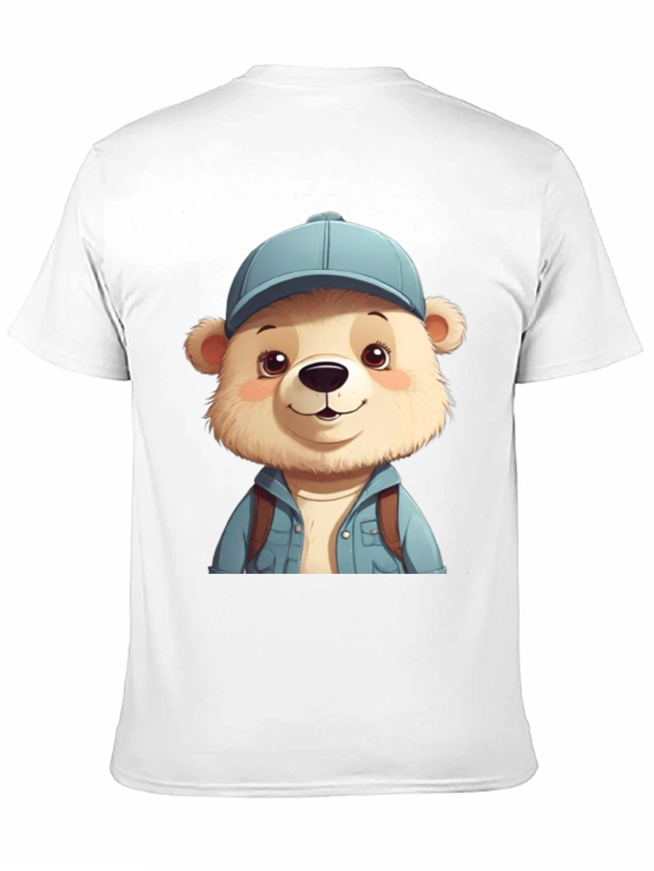 Cute Bear Tourist T-Shirt - Black Cotton Blend
