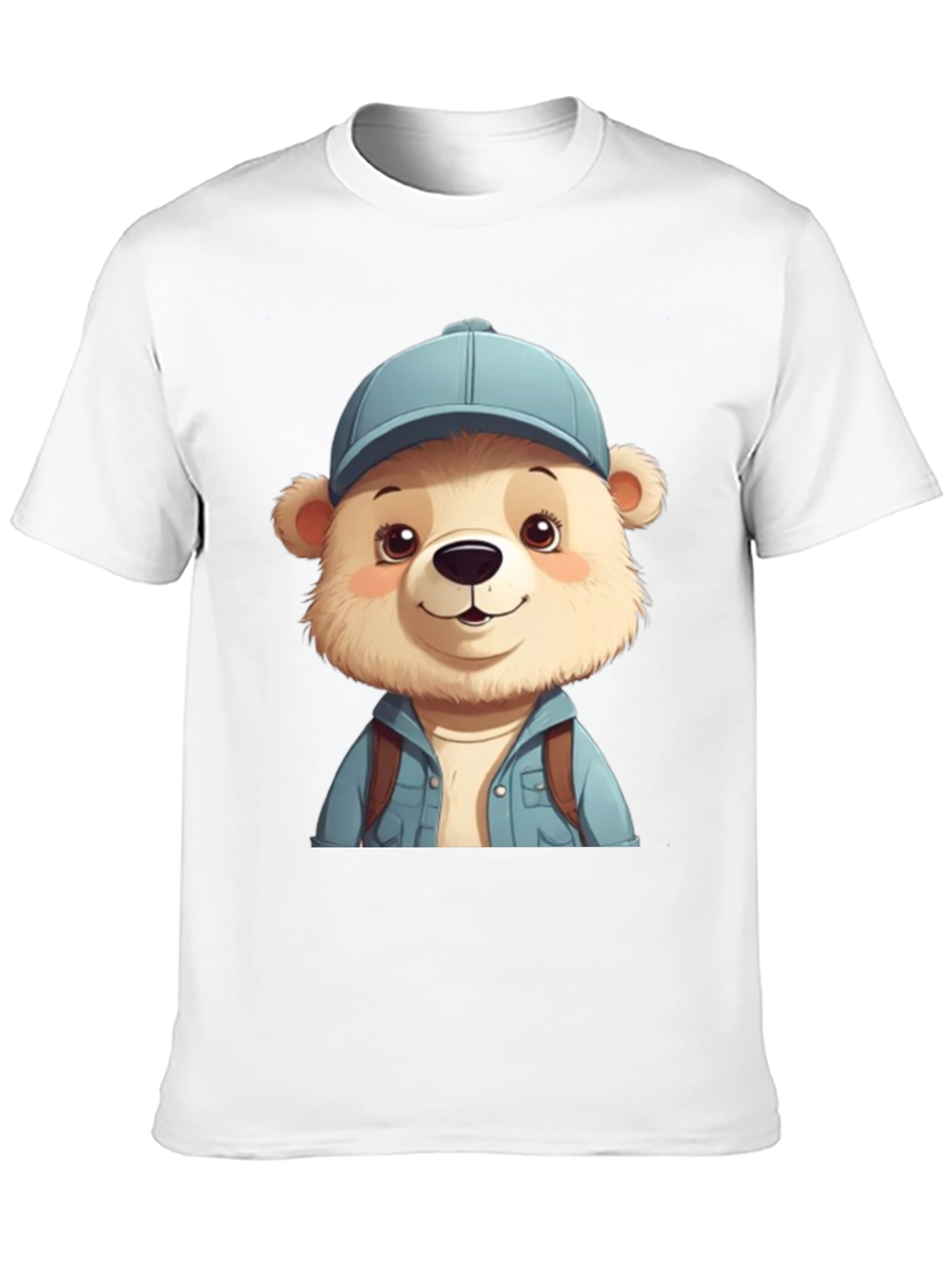 Cute Bear Tourist T-Shirt - Black Cotton Blend