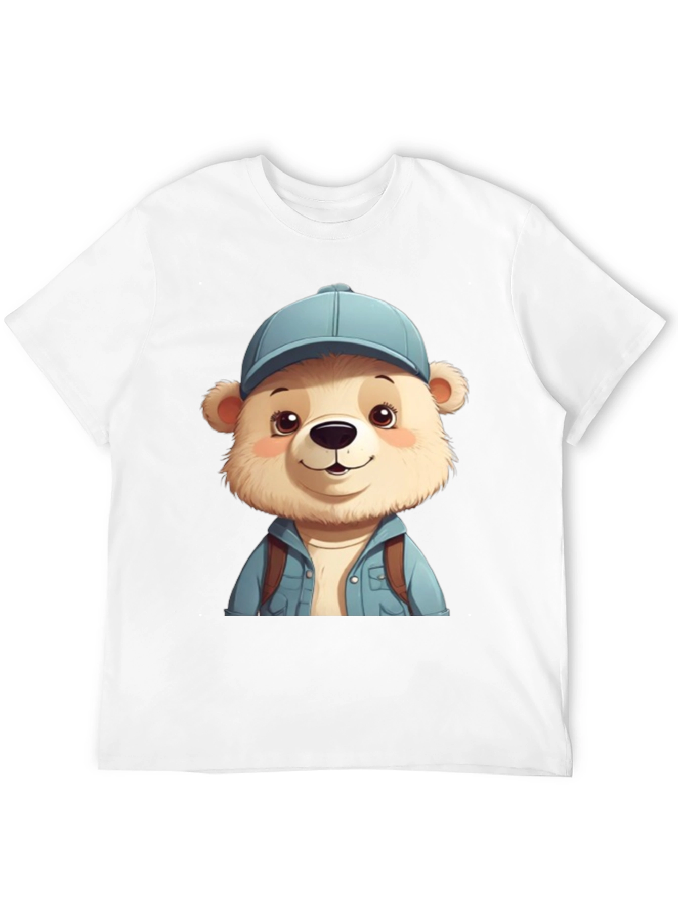 Cute Bear Tourist T-Shirt - Black Cotton Blend