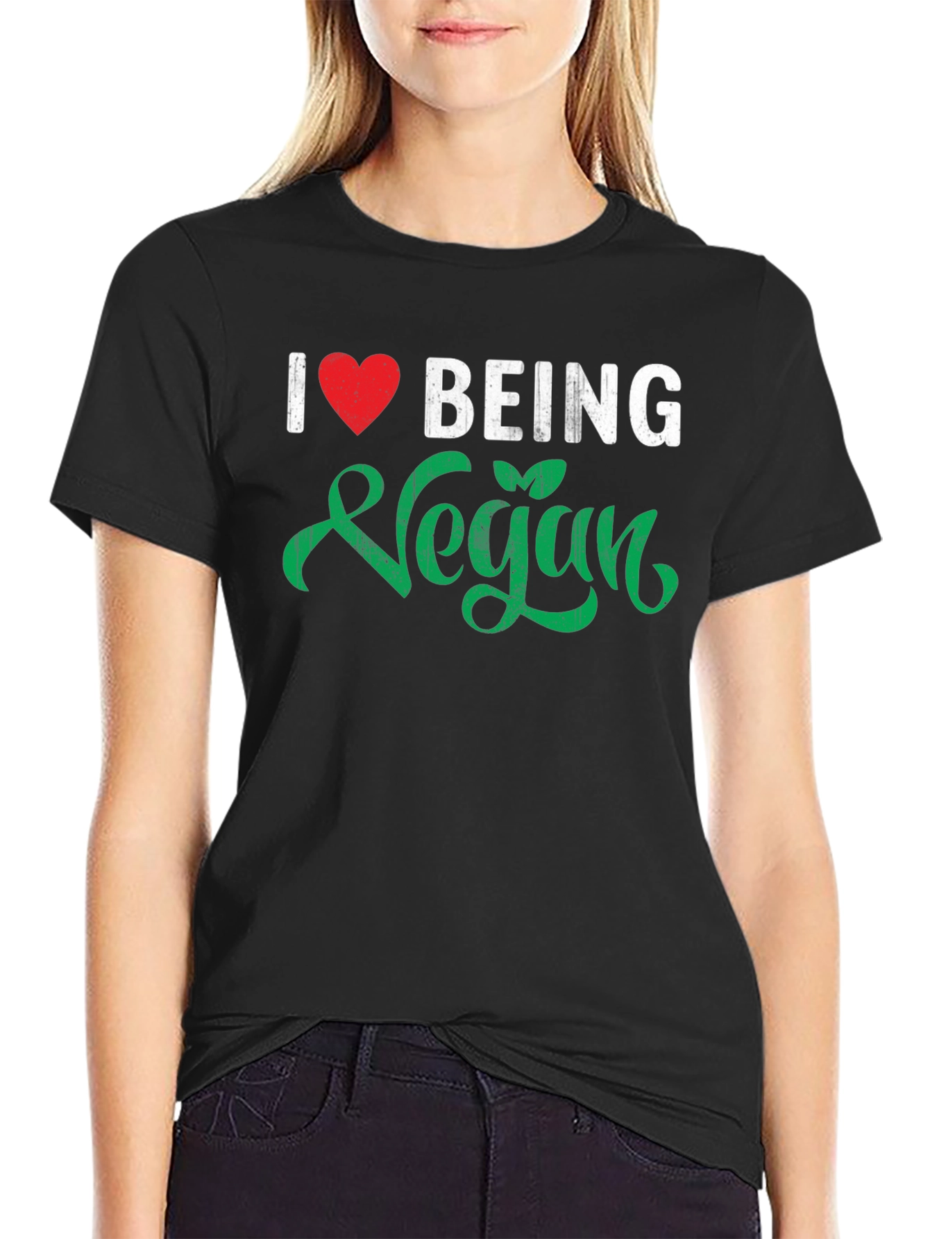 I Love Being Vegan T-Shirt - Black Tee