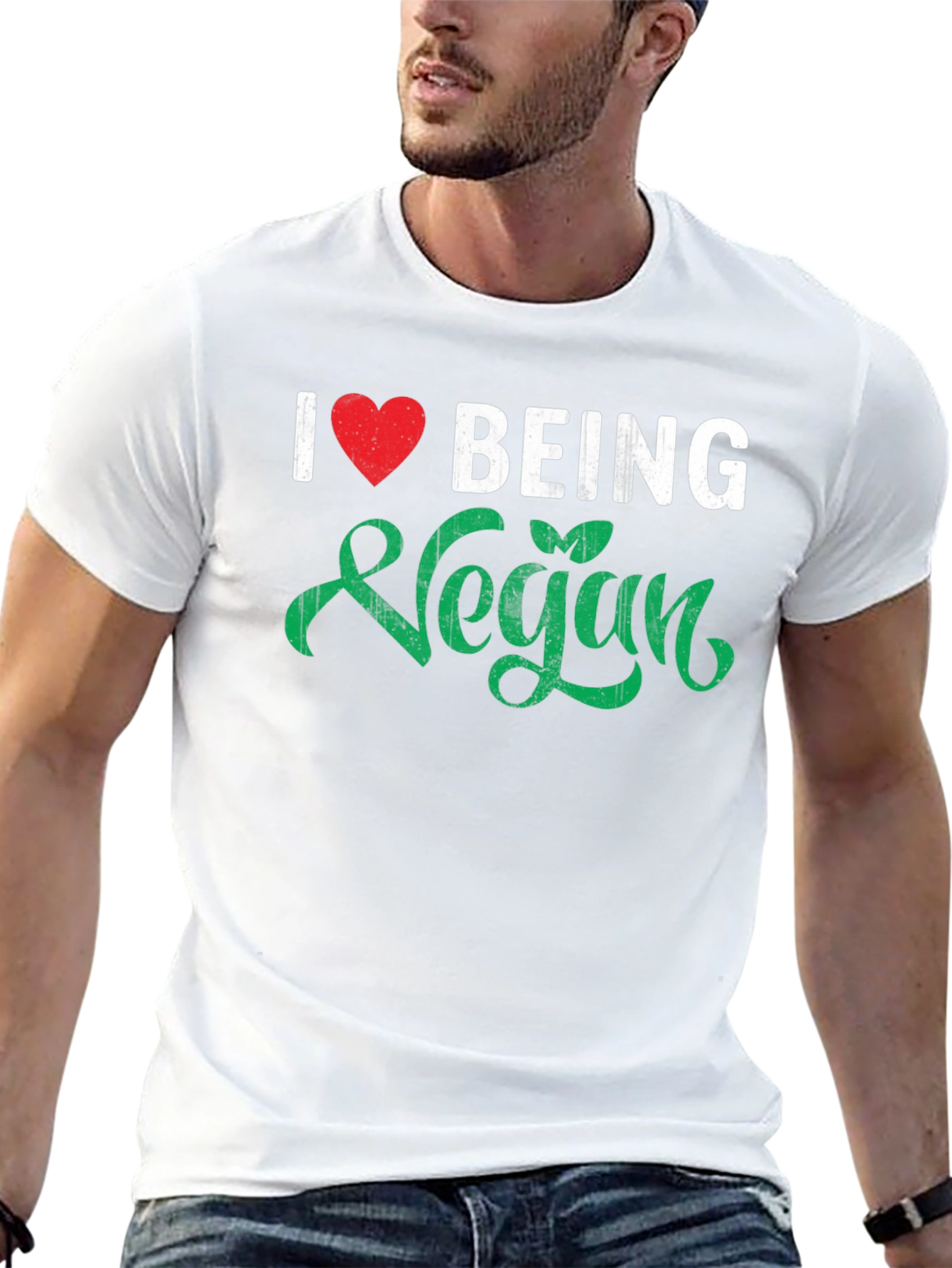 I Love Being Vegan T-Shirt - Black Tee