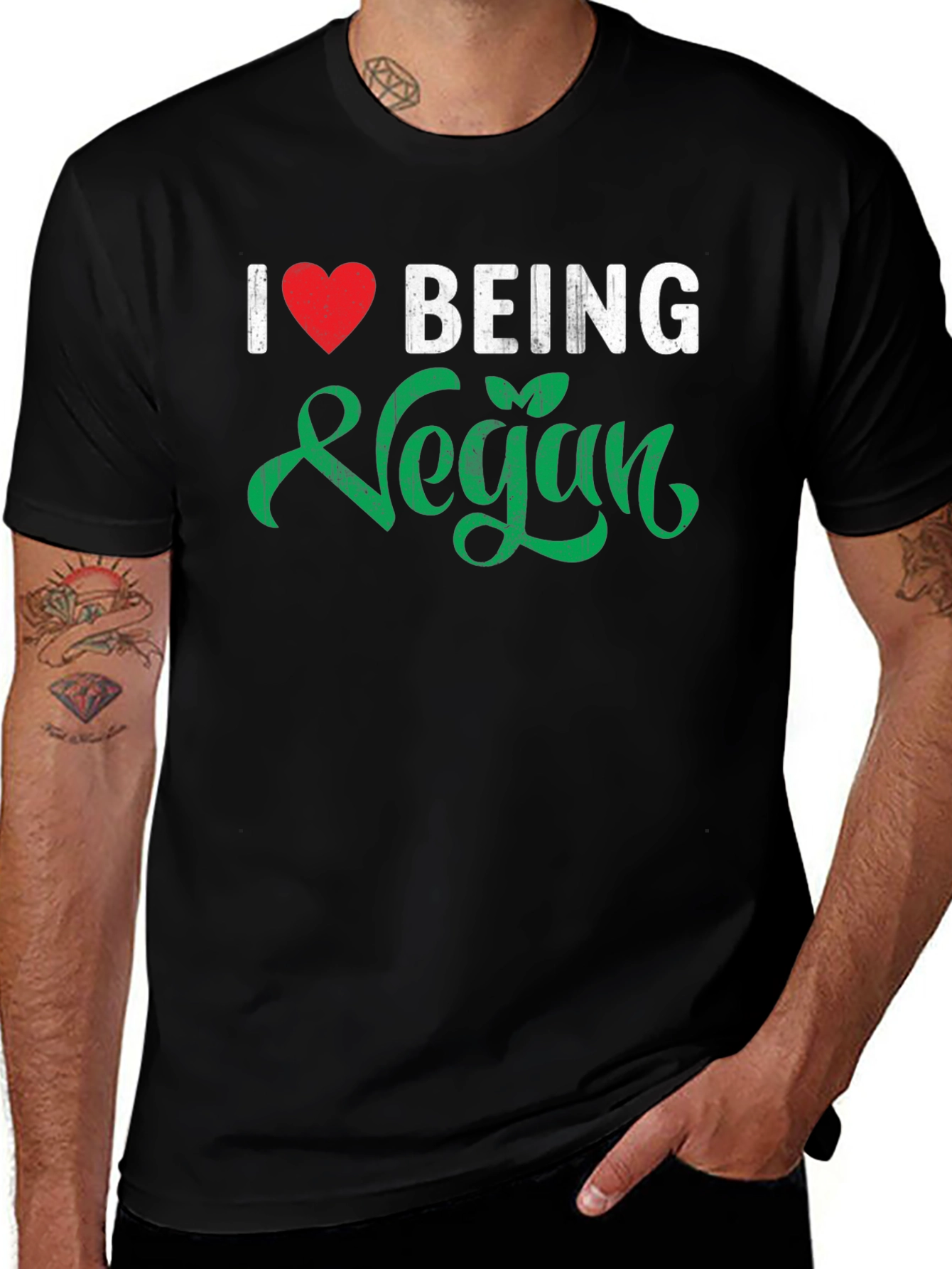 I Love Being Vegan T-Shirt - Black Tee