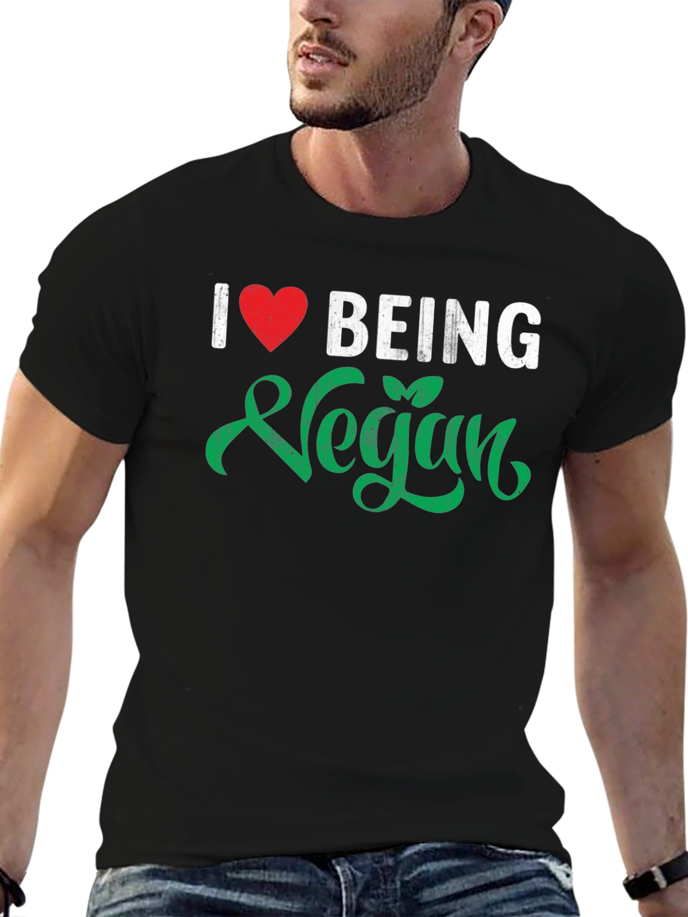 I Love Being Vegan T-Shirt - Black Tee