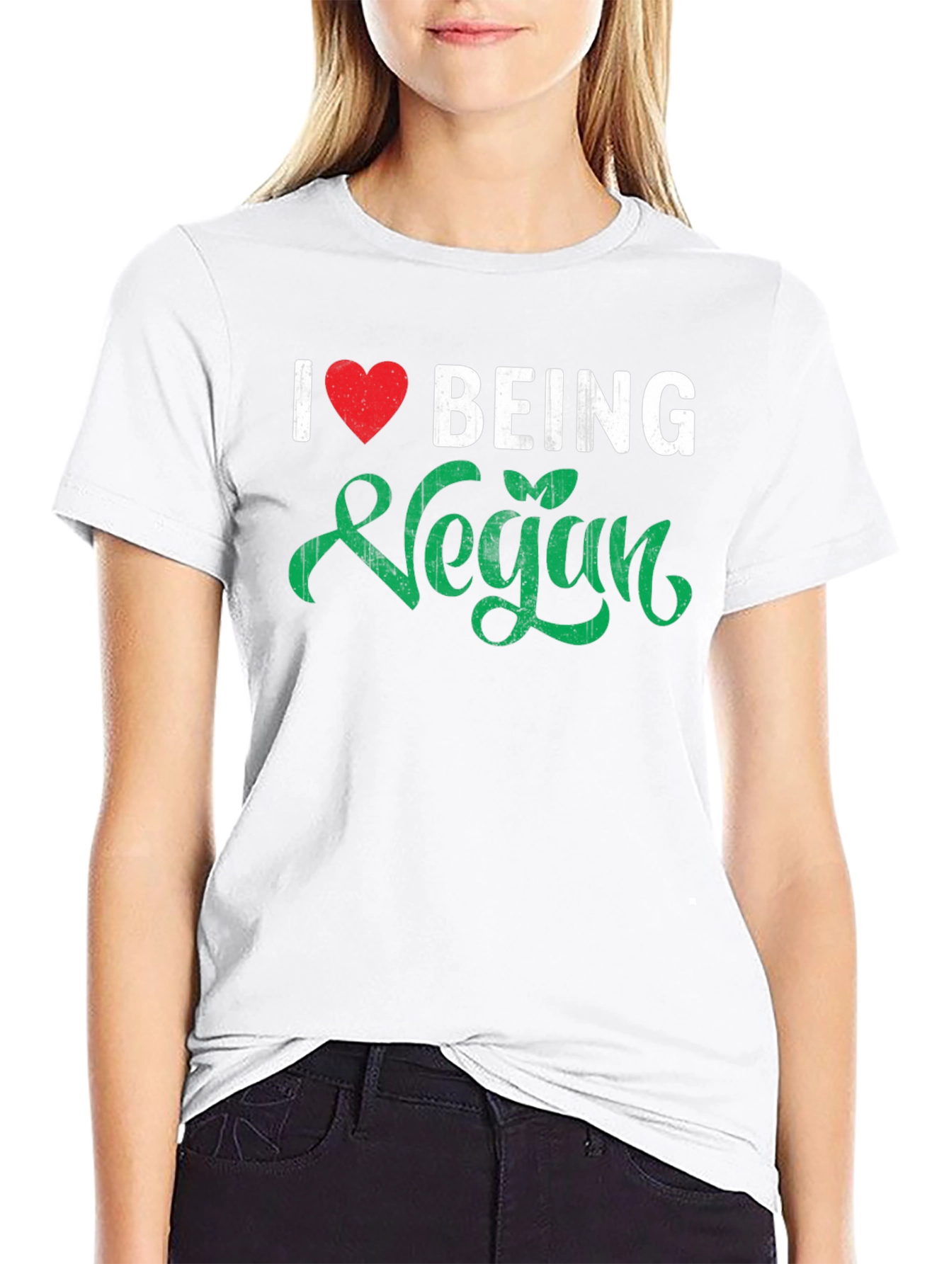 I Love Being Vegan T-Shirt - Black Tee