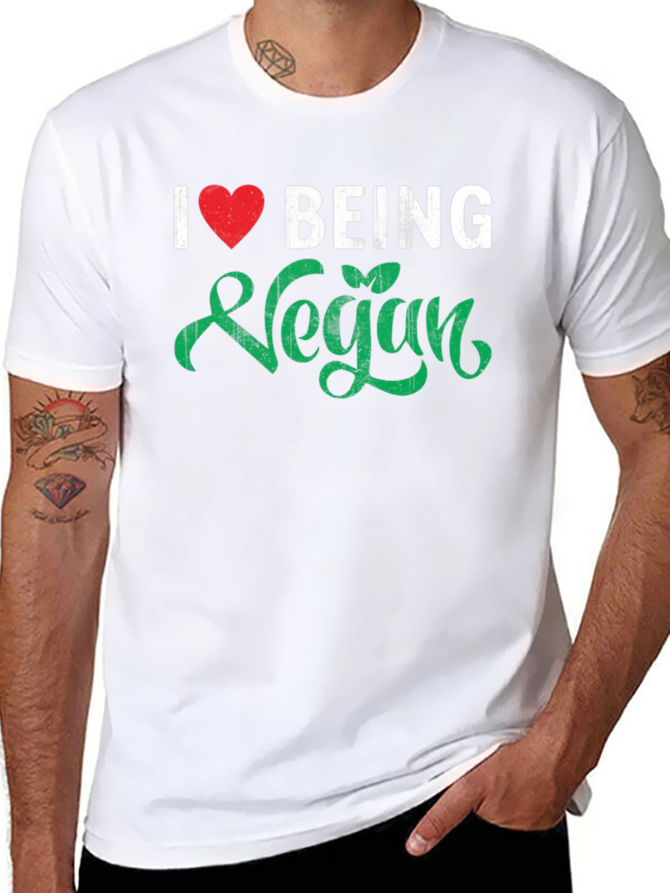 I Love Being Vegan T-Shirt - Black Tee