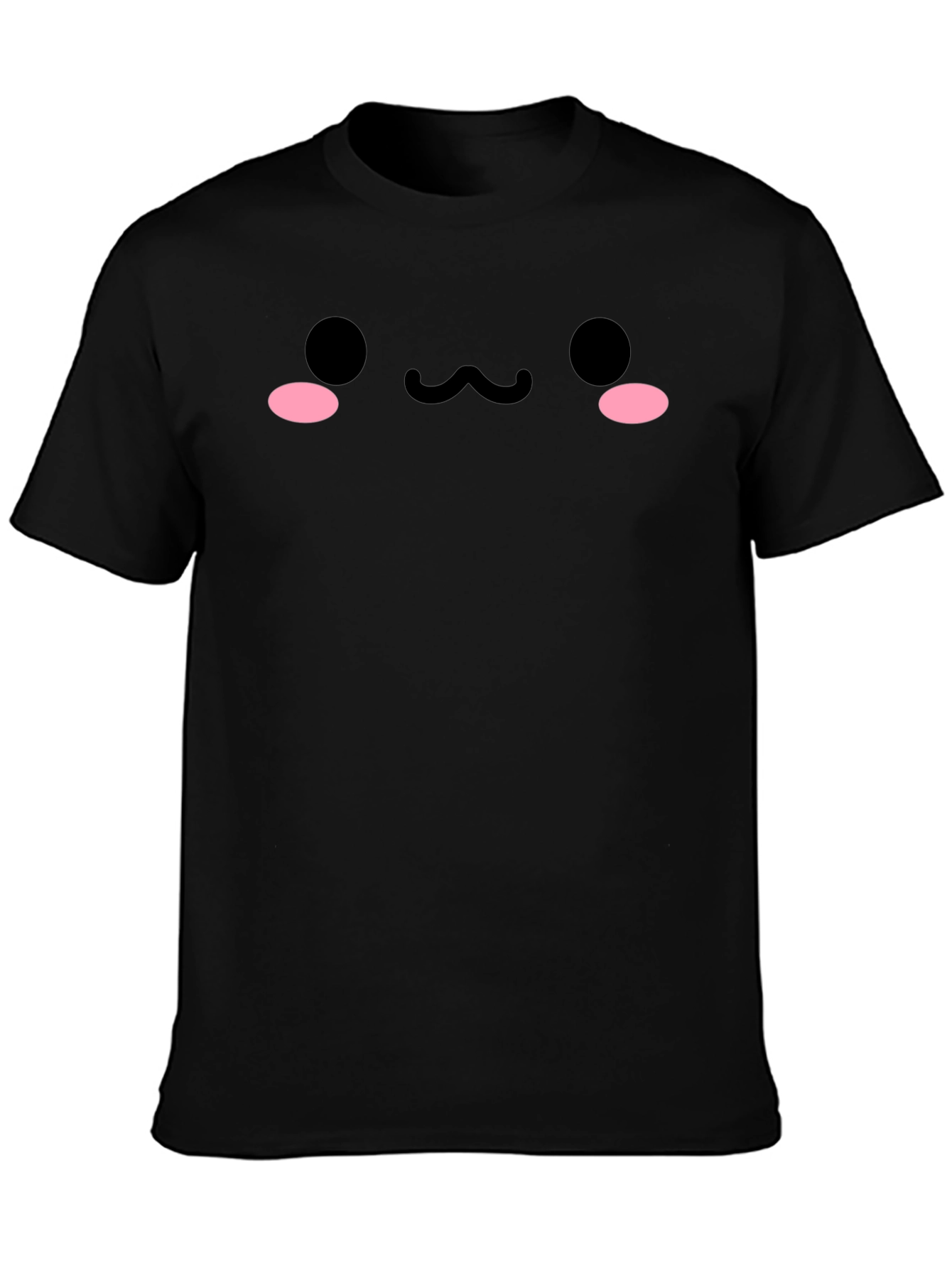 Cute Kawaii Face Black T-Shirt