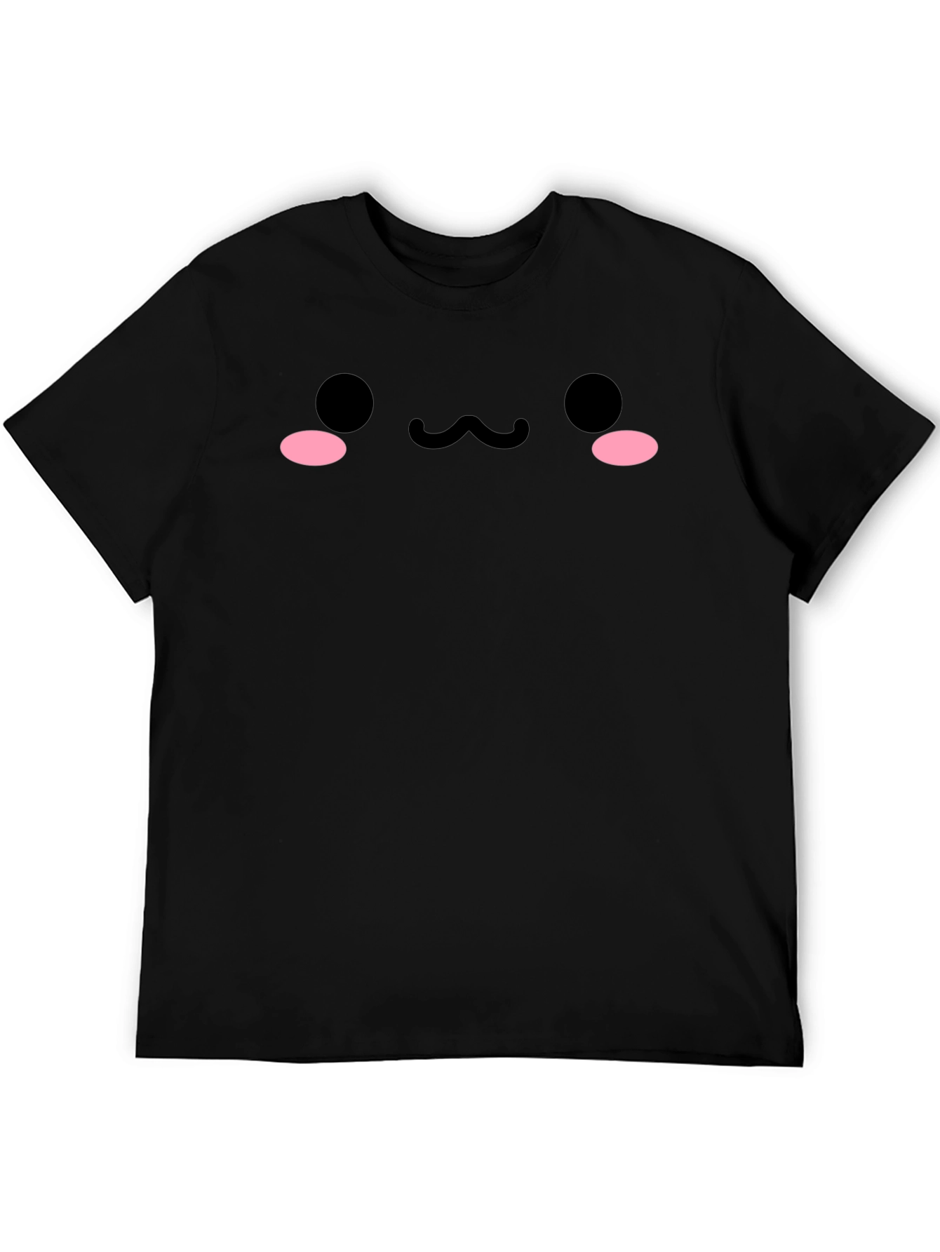 Cute Kawaii Face Black T-Shirt