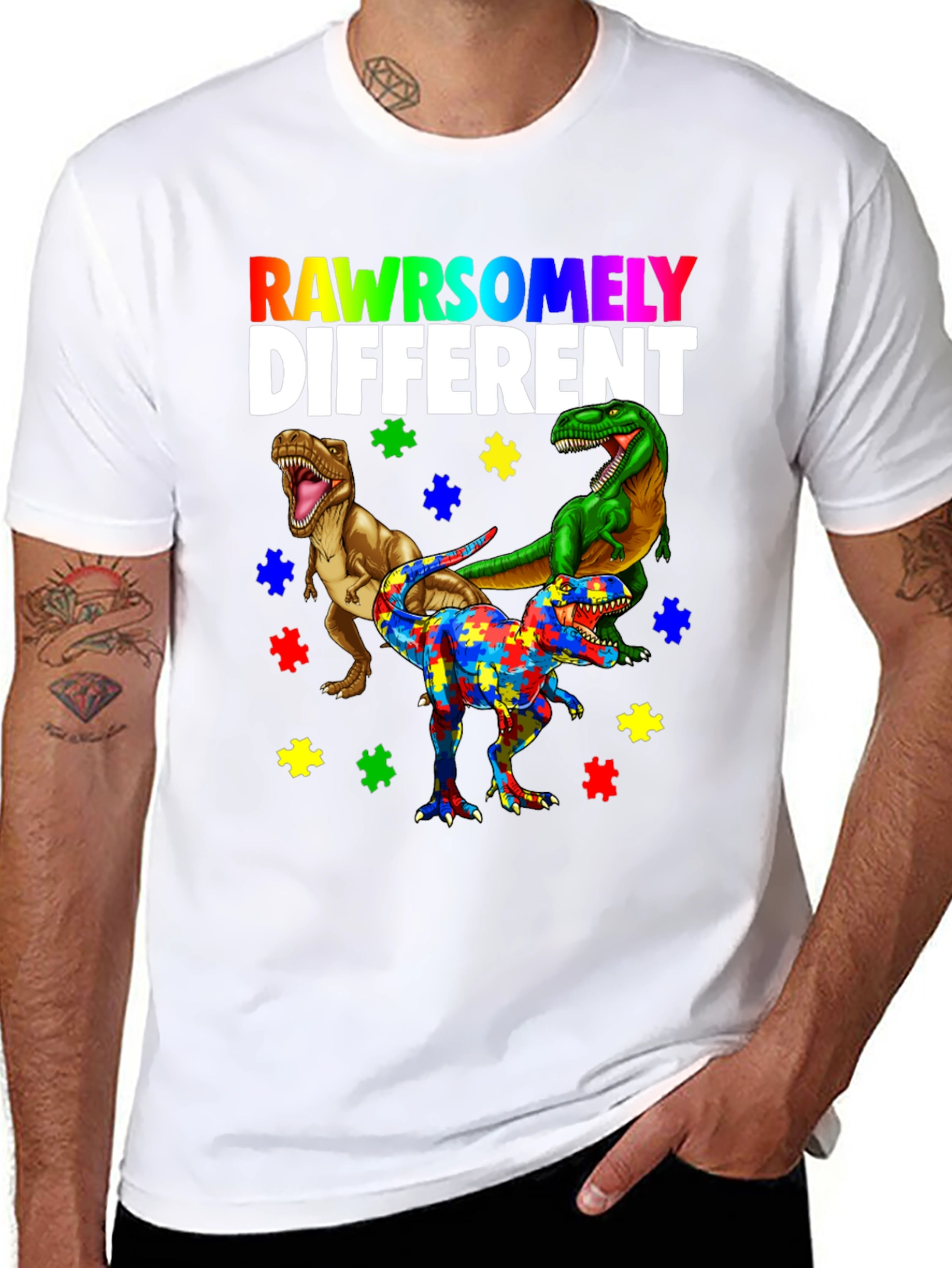 RAWRsomely Different Dinosaur Autism Awareness T-Shirt