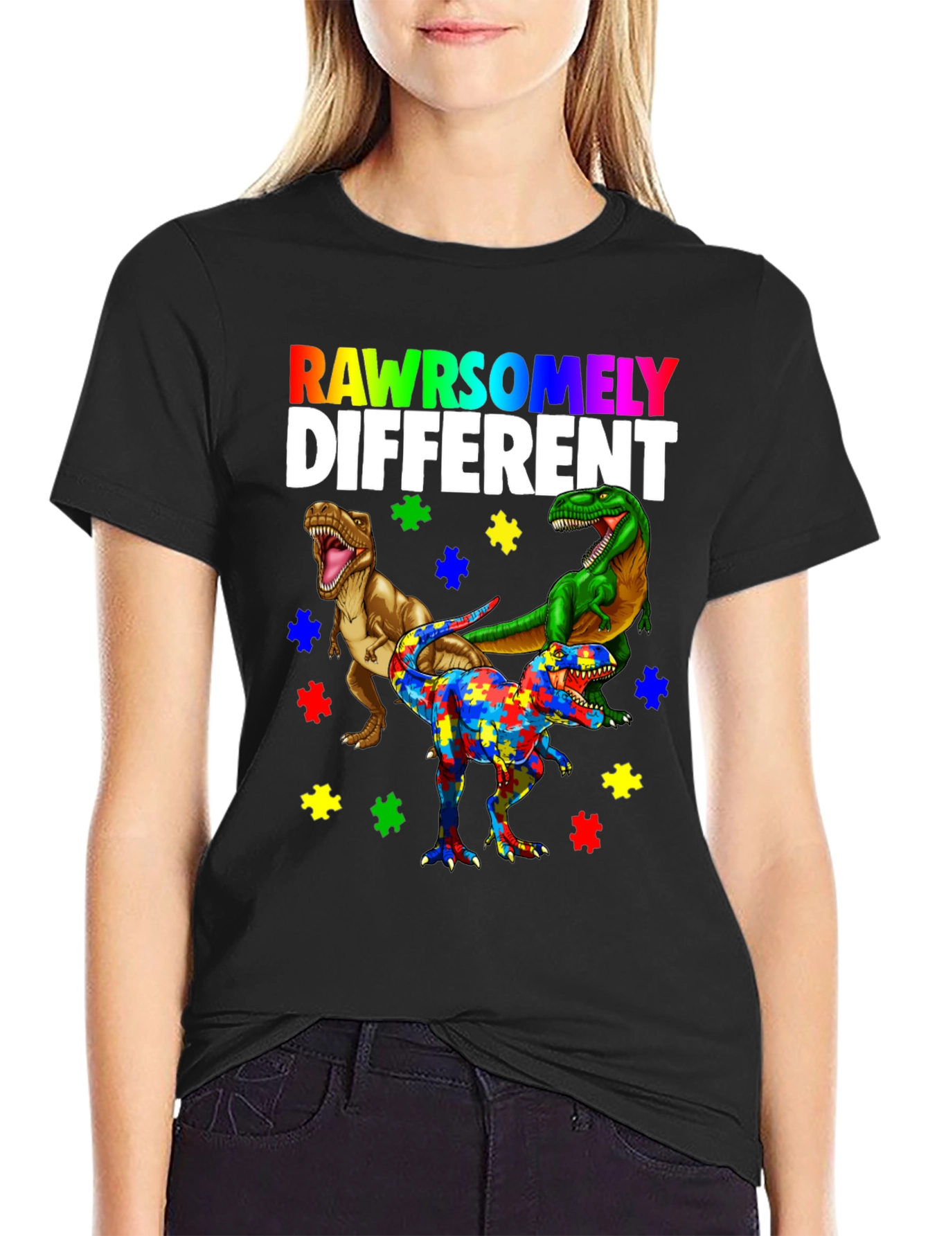 RAWRsomely Different Dinosaur Autism Awareness T-Shirt