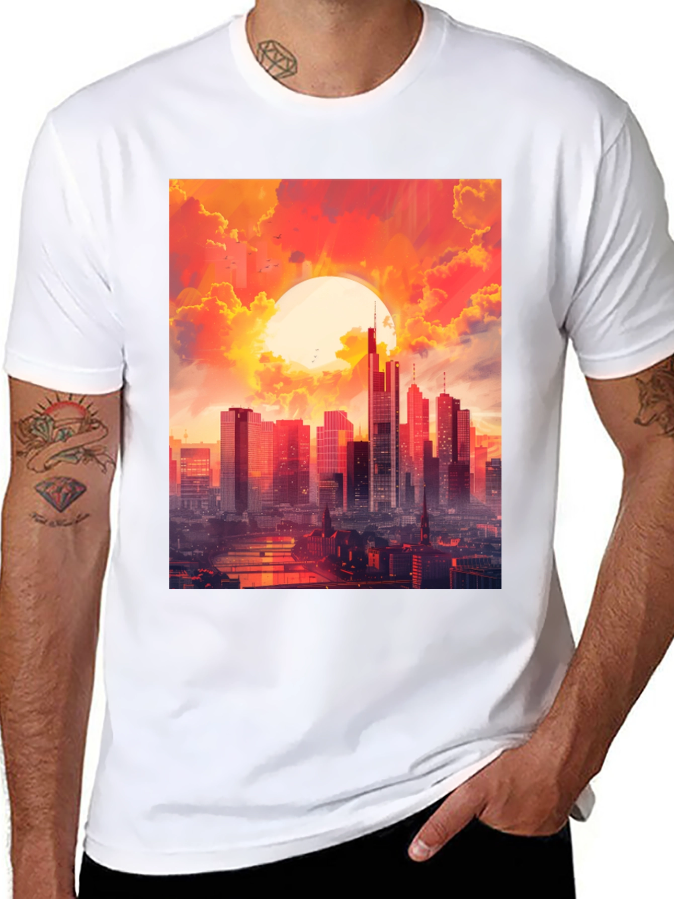 Cityscape Sunset Graphic Tee