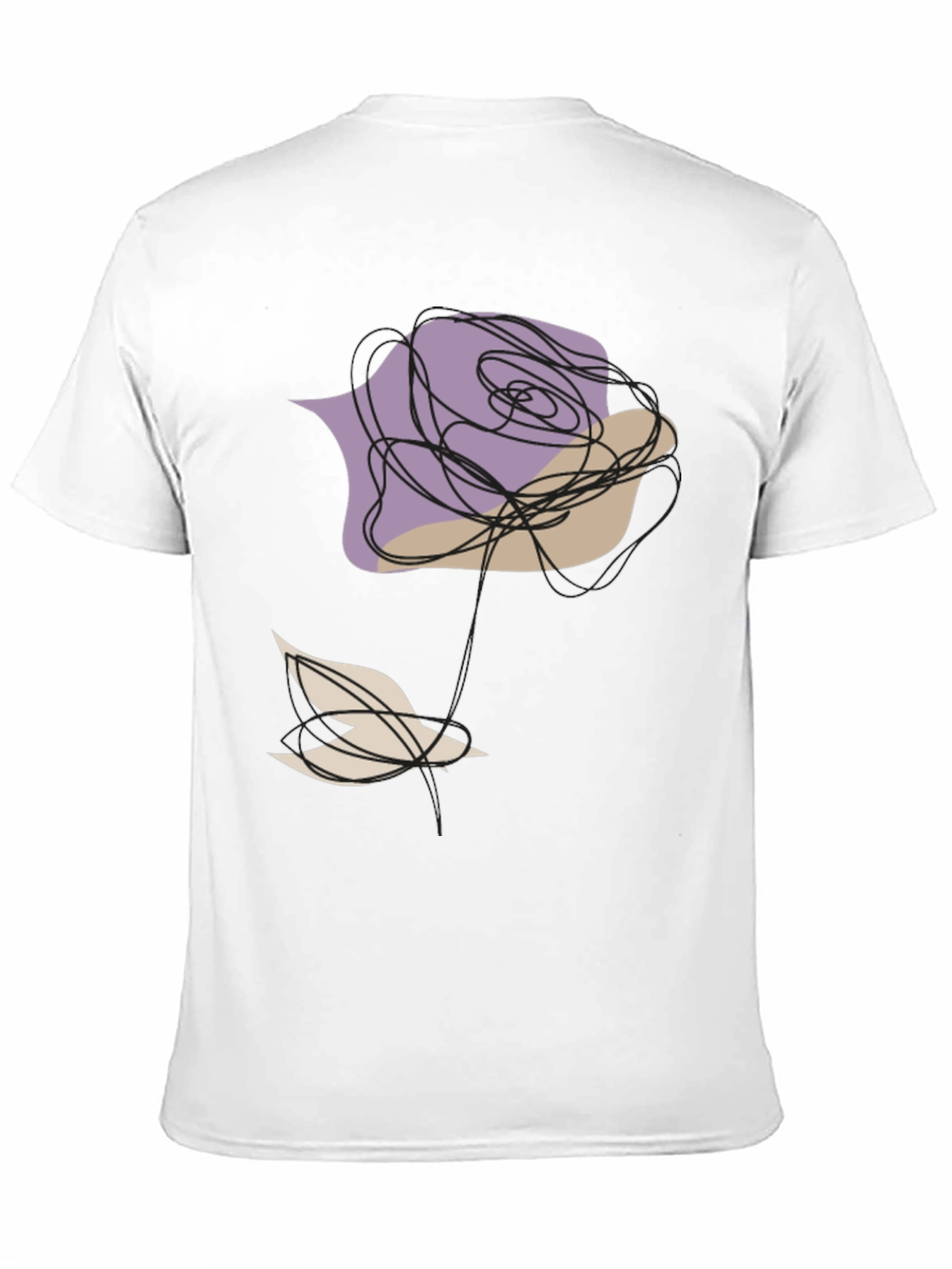 Abstract Rose and Bird Black Graphic Tee