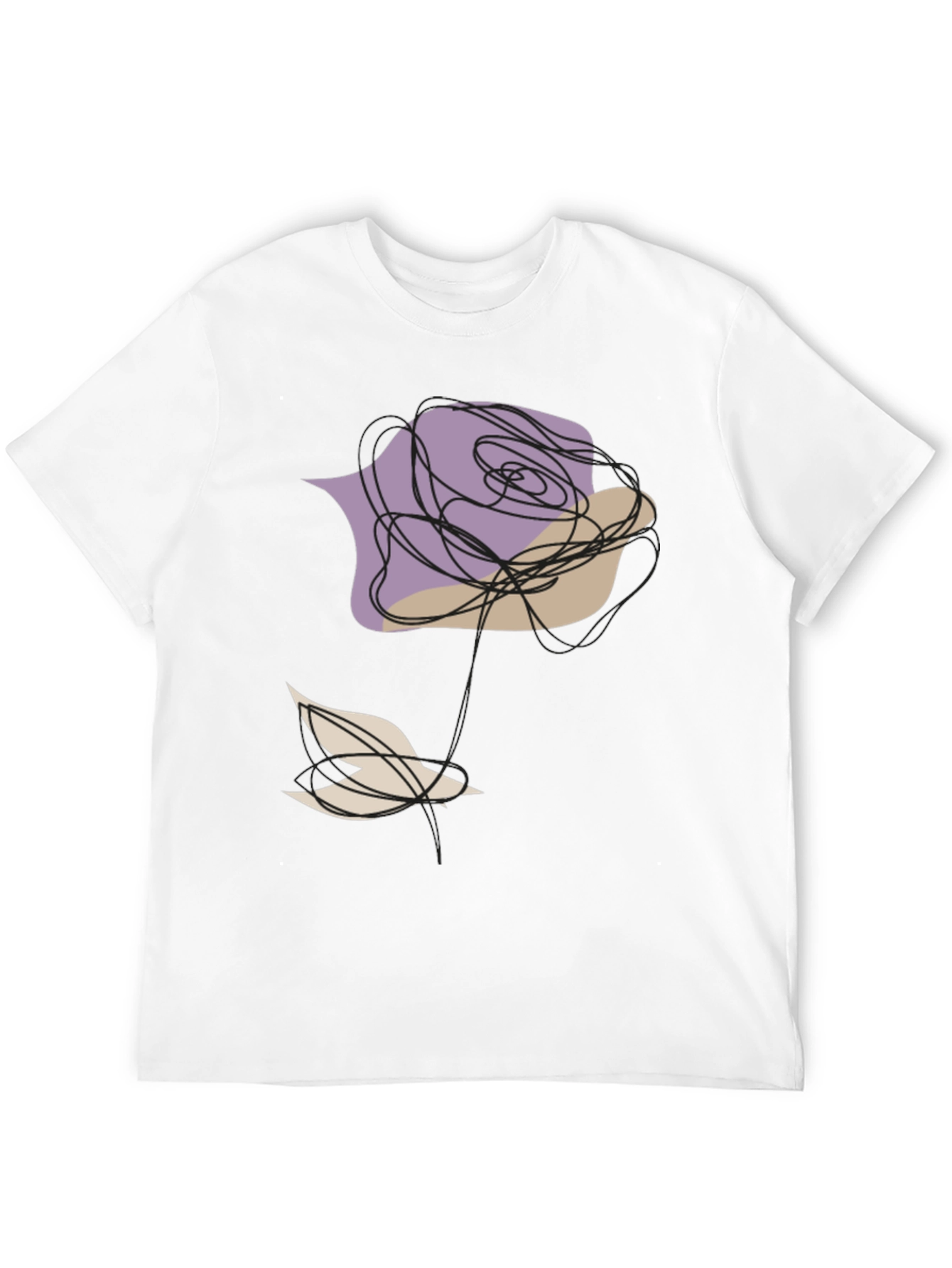 Abstract Rose and Bird Black Graphic Tee