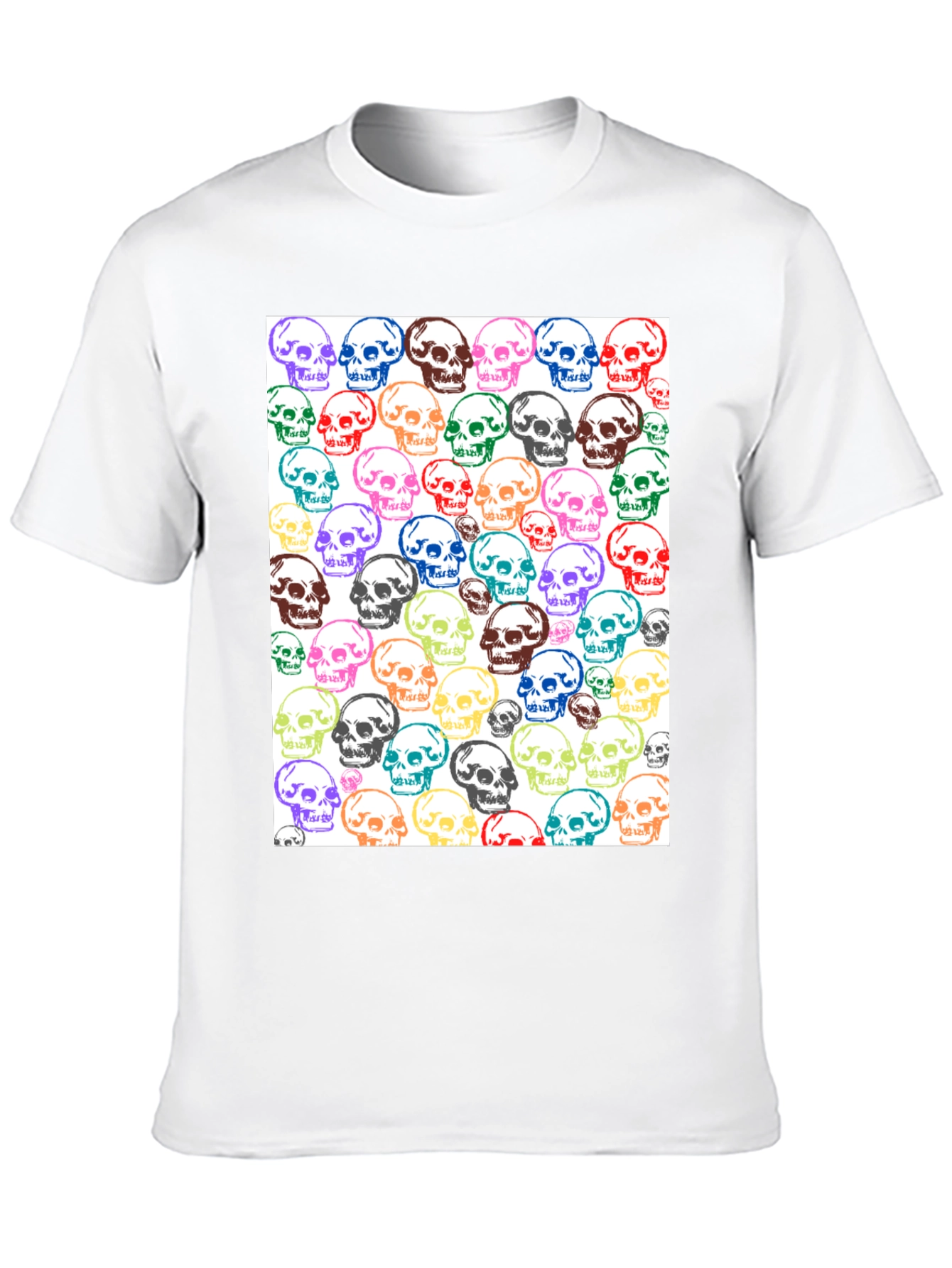 Skull Pattern Graphic Tee - Unisex Black T-Shirt