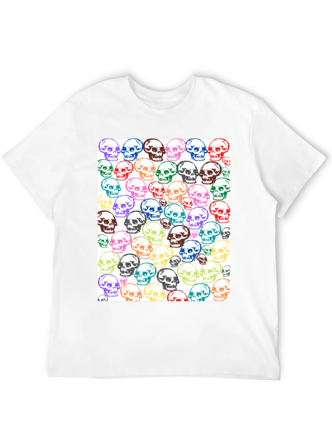 Skull Pattern Graphic Tee - Unisex Black T-Shirt