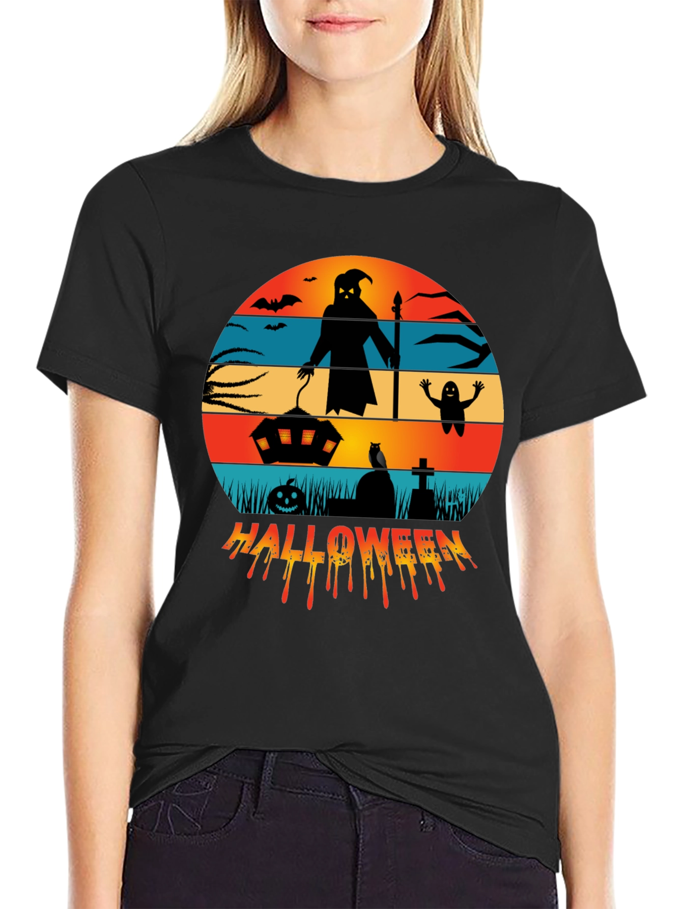 Halloween Silhouette Graphic T-Shirt