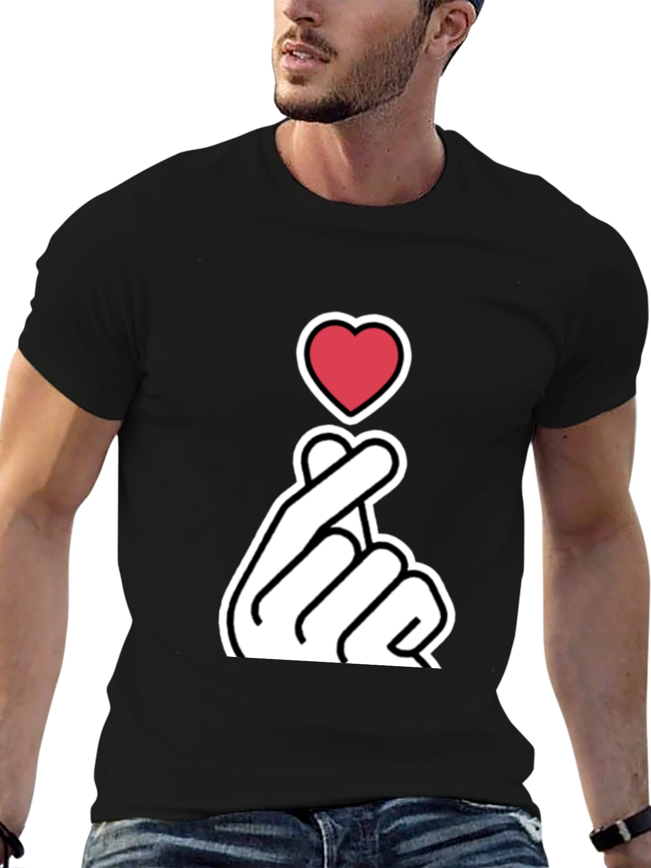 Heart Finger Love Gesture Graphic T-Shirt