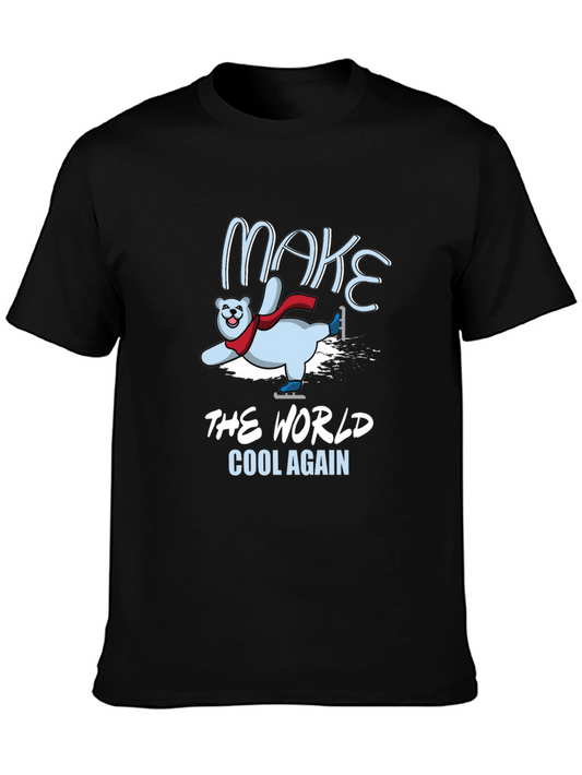 Make The World Cool Again Polar Bear Ice Skating Graphic Tee