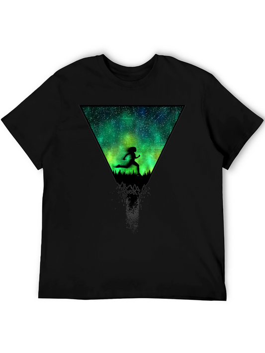 Starry Night Runner Graphic Tee - Black Cotton Comfort