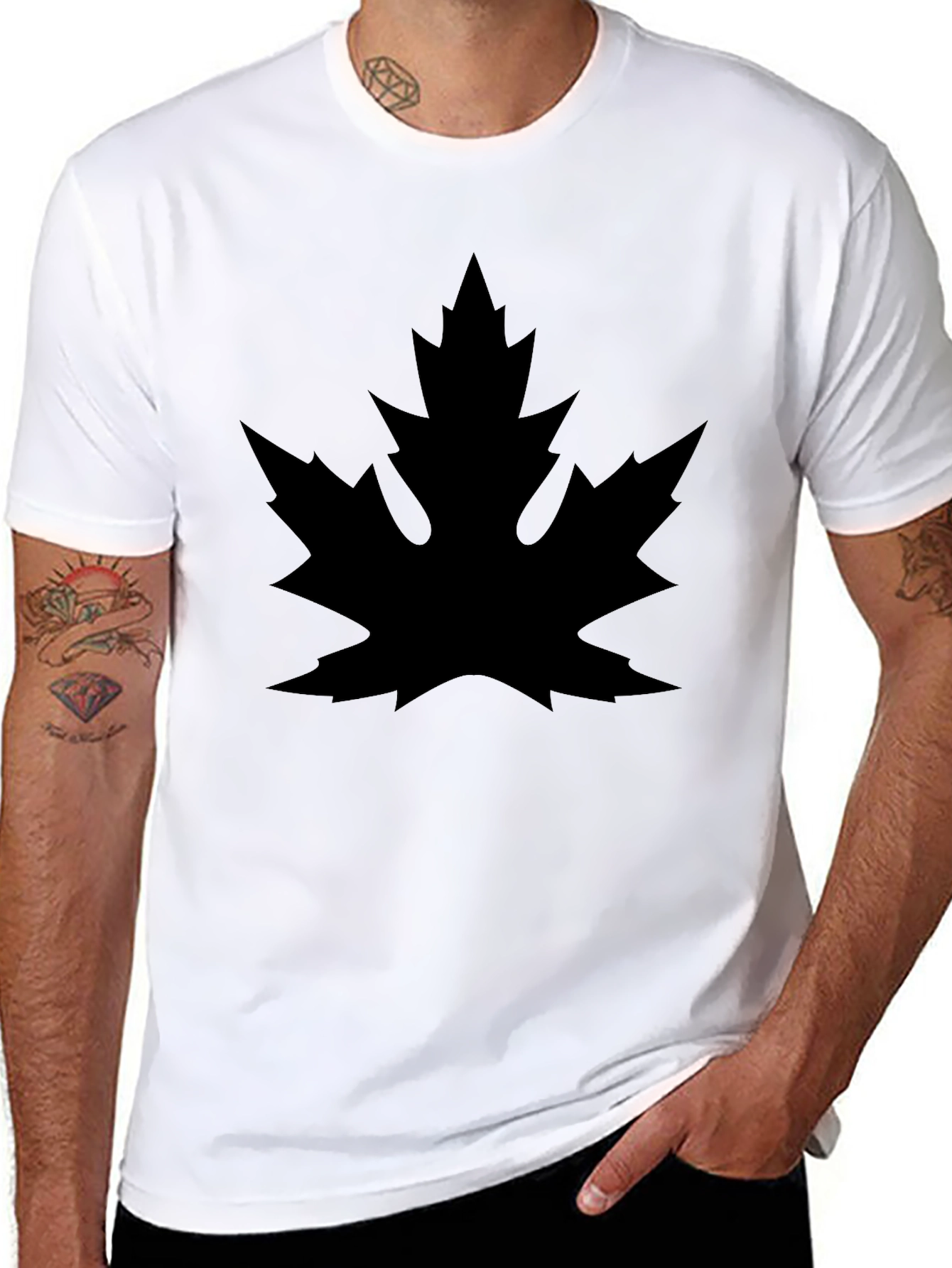 Black Leaf Graphic Tee - Casual Style