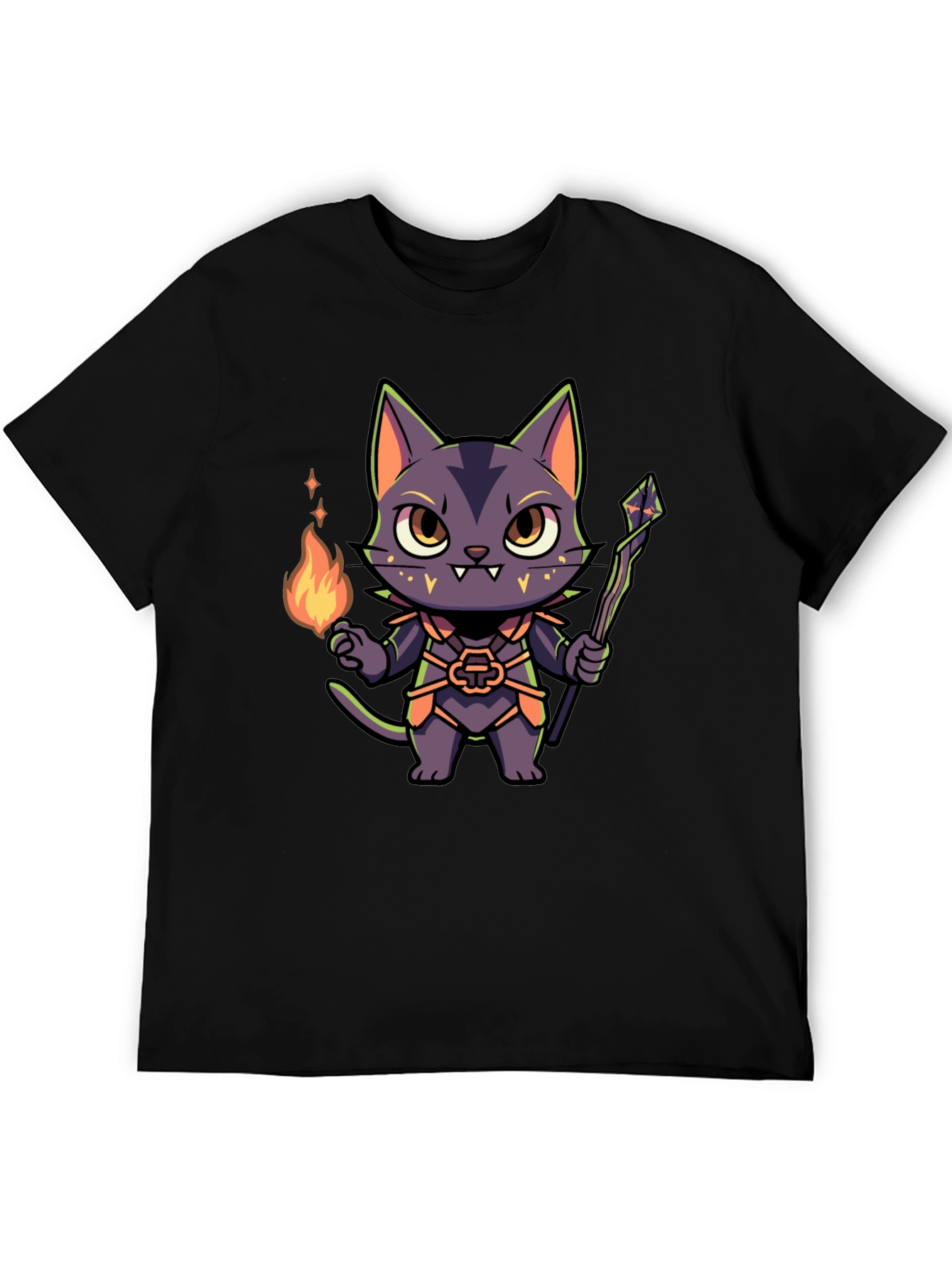 Wizard Cat Graphic Tee - Unisex Black T-Shirt
