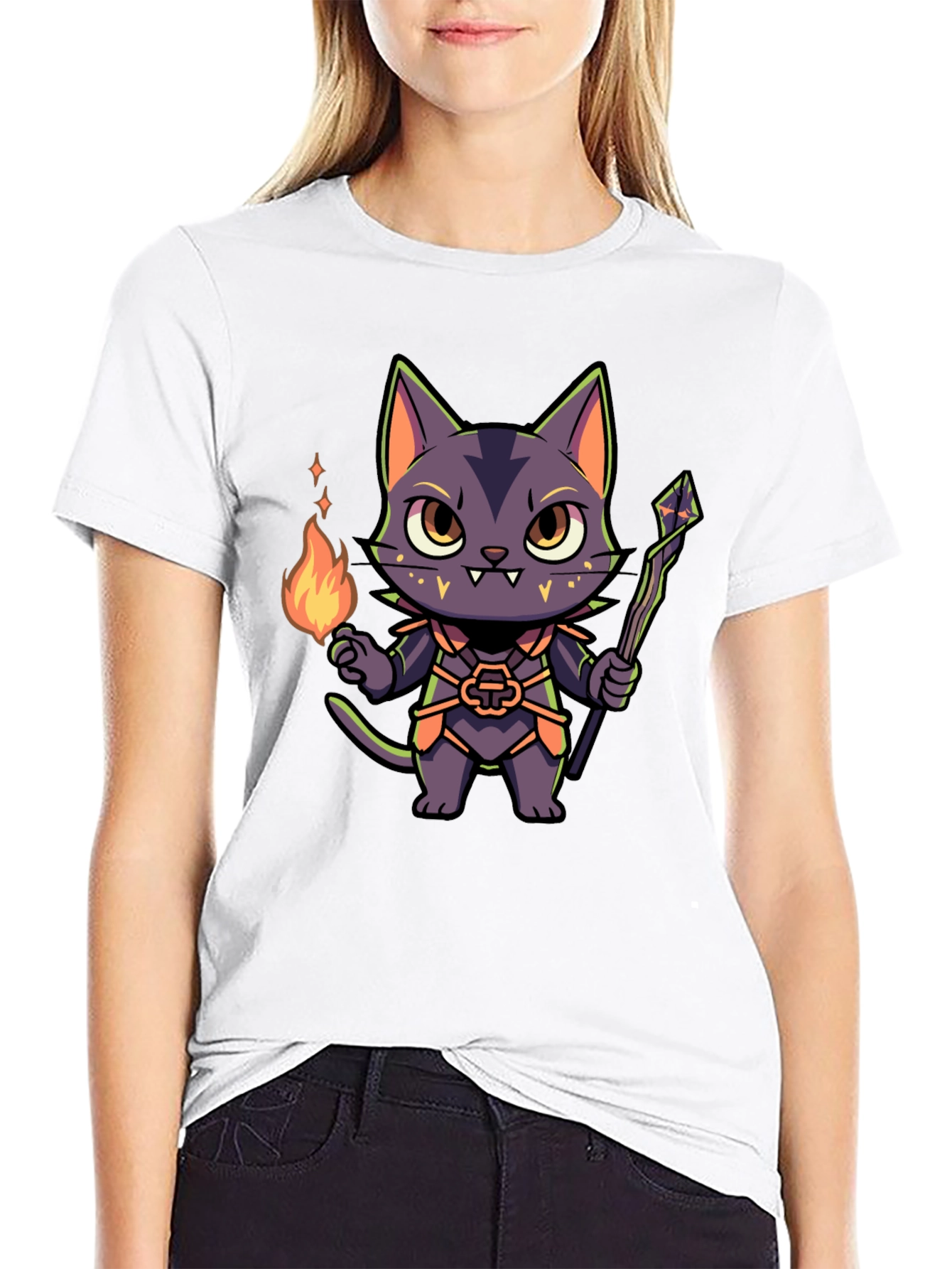 Wizard Cat Graphic Tee - Unisex Black T-Shirt