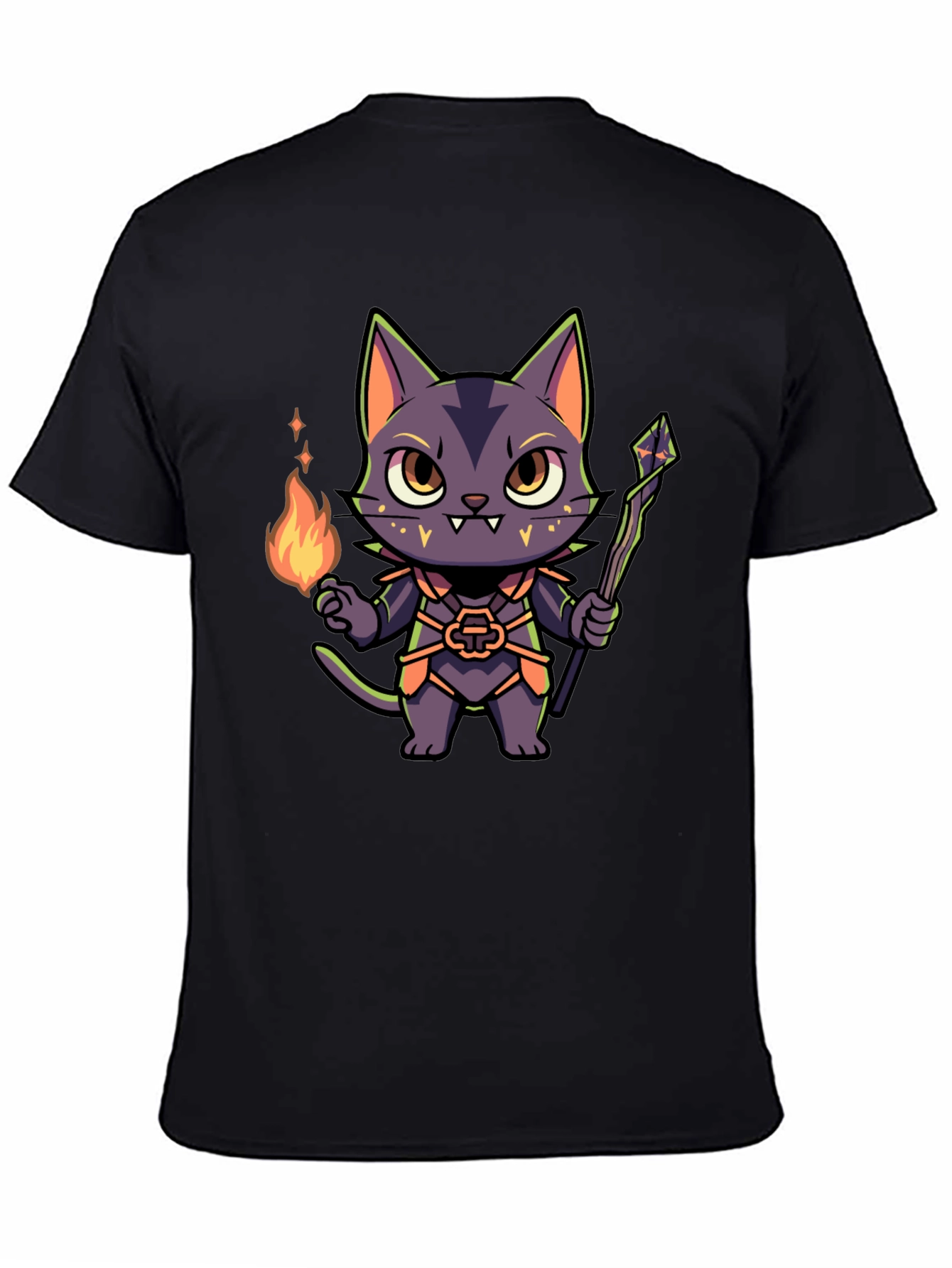 Wizard Cat Graphic Tee - Unisex Black T-Shirt
