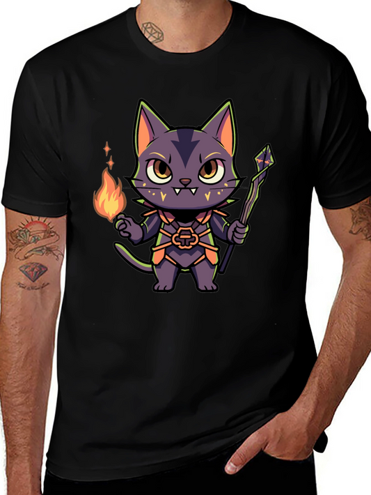 Wizard Cat Graphic Tee - Unisex Black T-Shirt