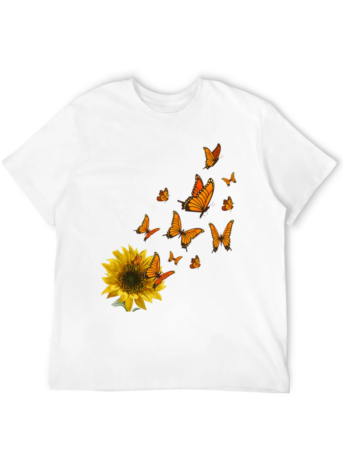 Sunflower & Butterfly Graphic Black T-Shirt