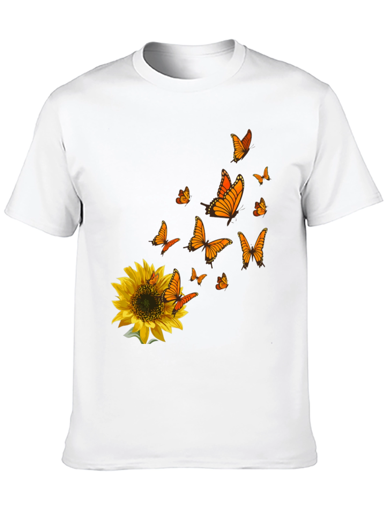 Sunflower & Butterfly Graphic Black T-Shirt