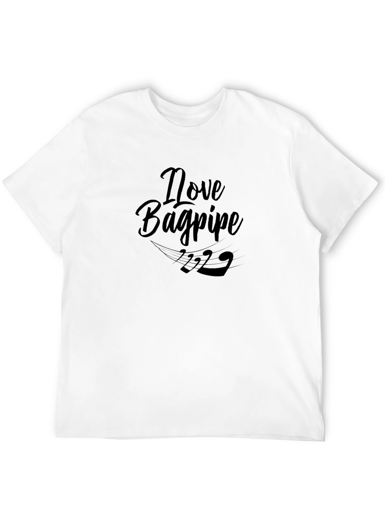 I Love Bagpipes Black T-Shirt