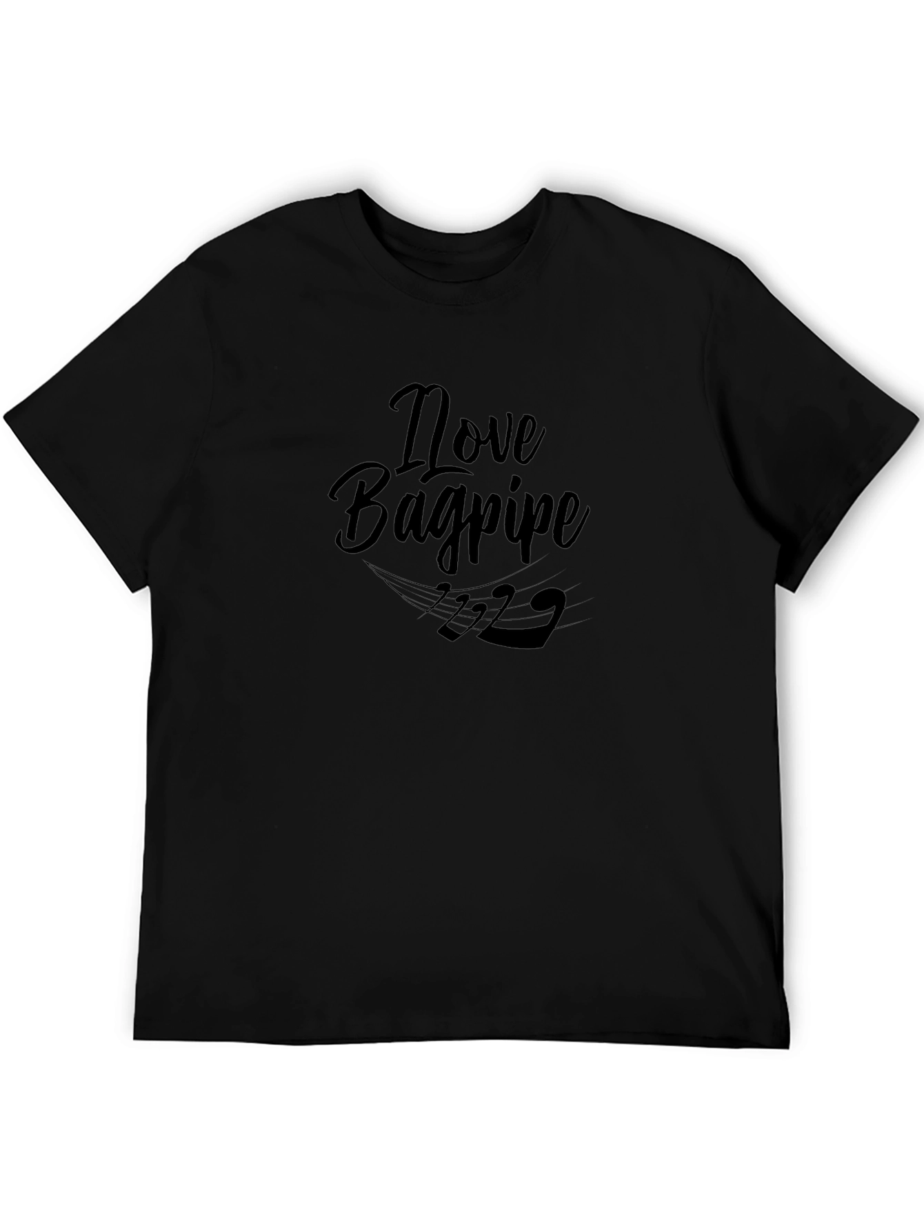 I Love Bagpipes Black T-Shirt