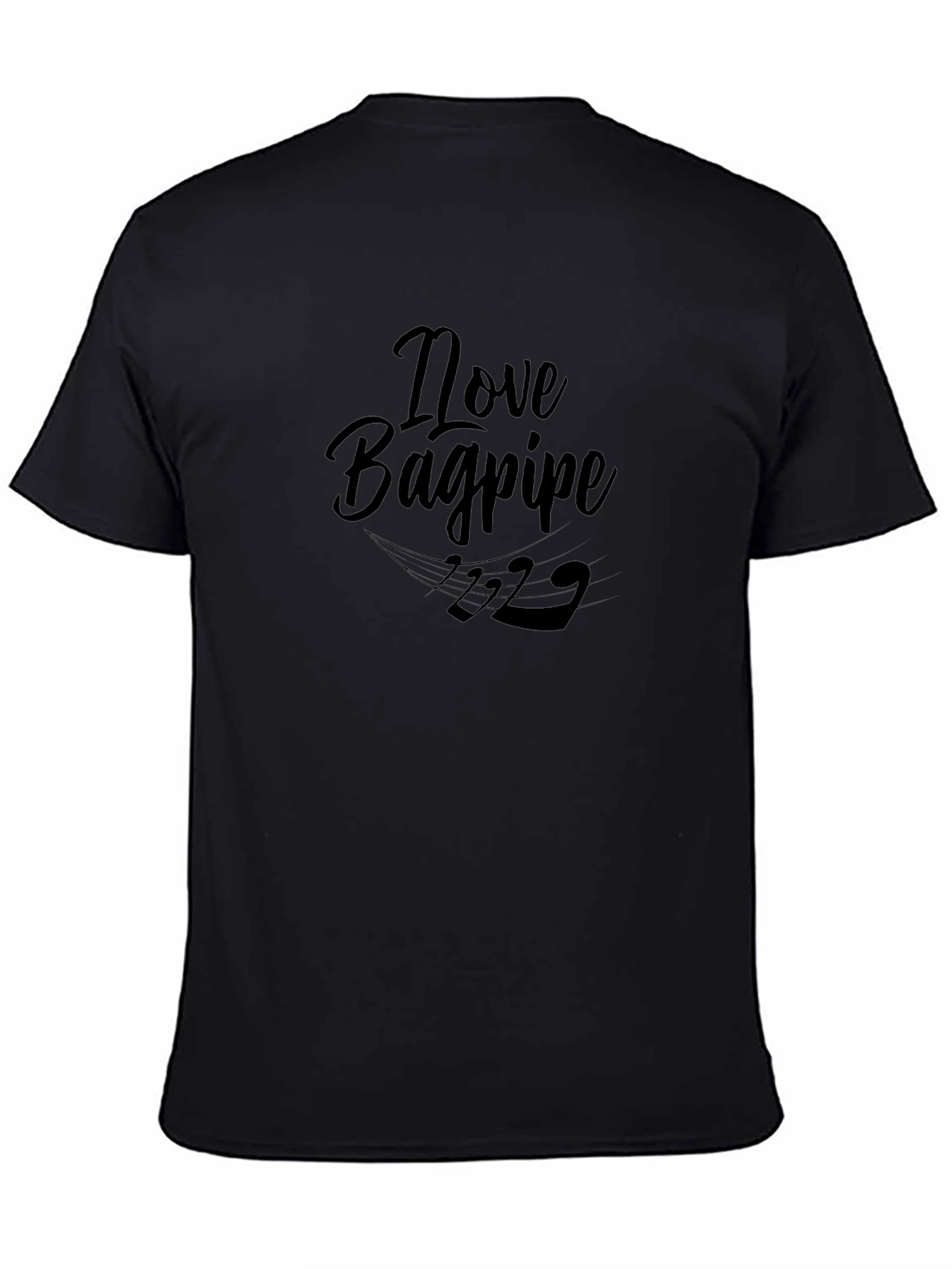 I Love Bagpipes Black T-Shirt