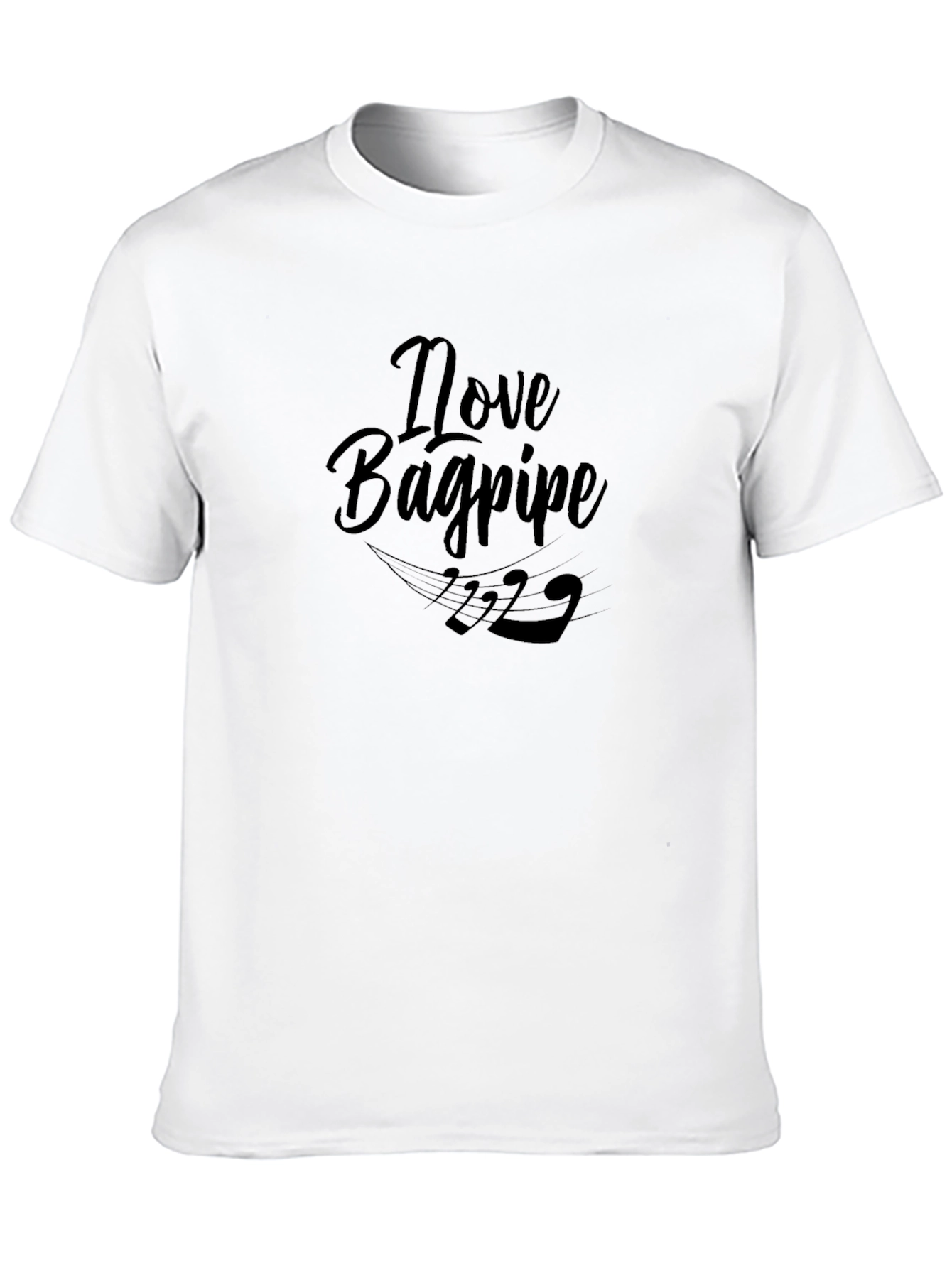 I Love Bagpipes Black T-Shirt