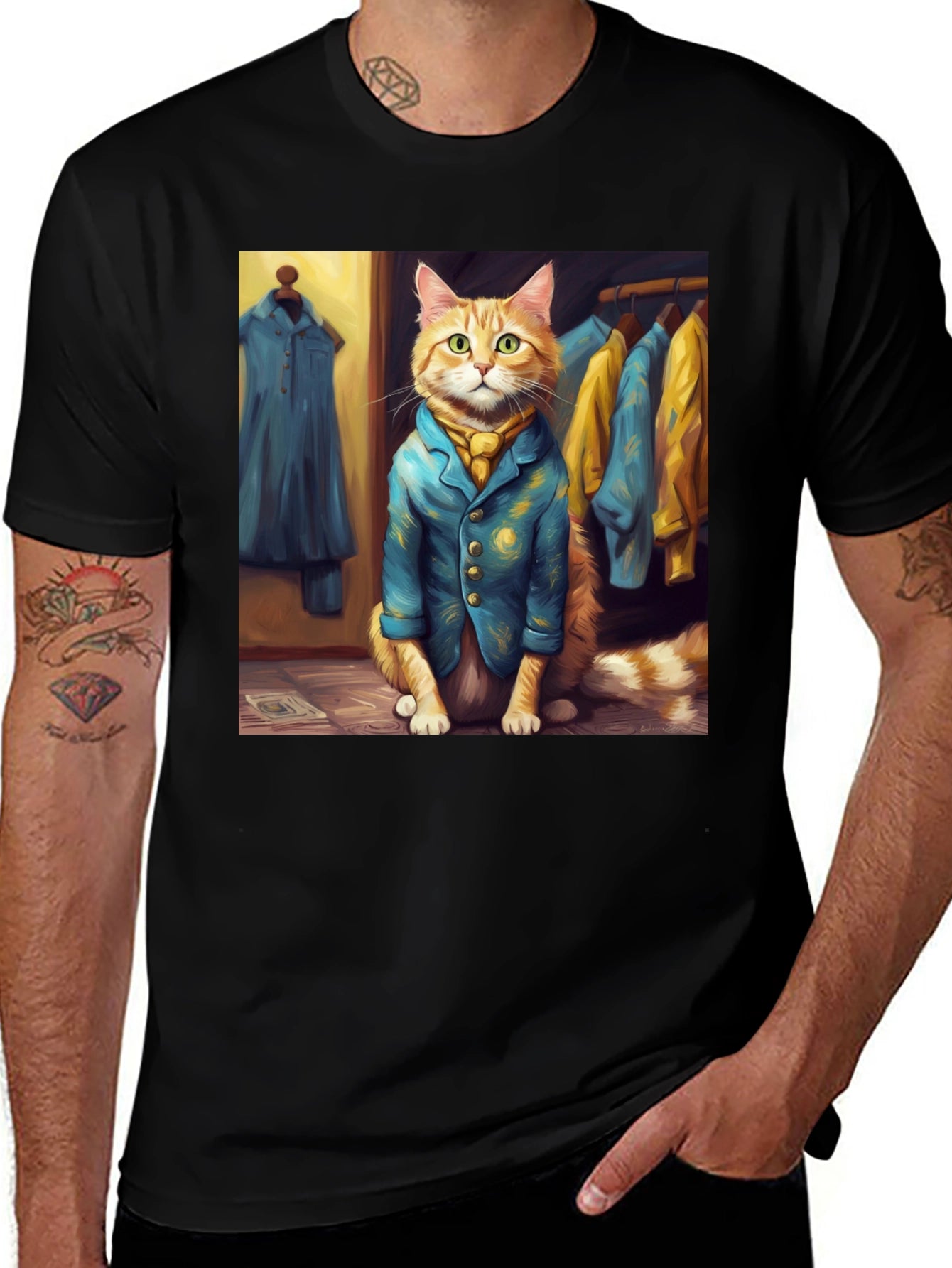 Dapper Cat T-Shirt - Trendy Feline Fashion
