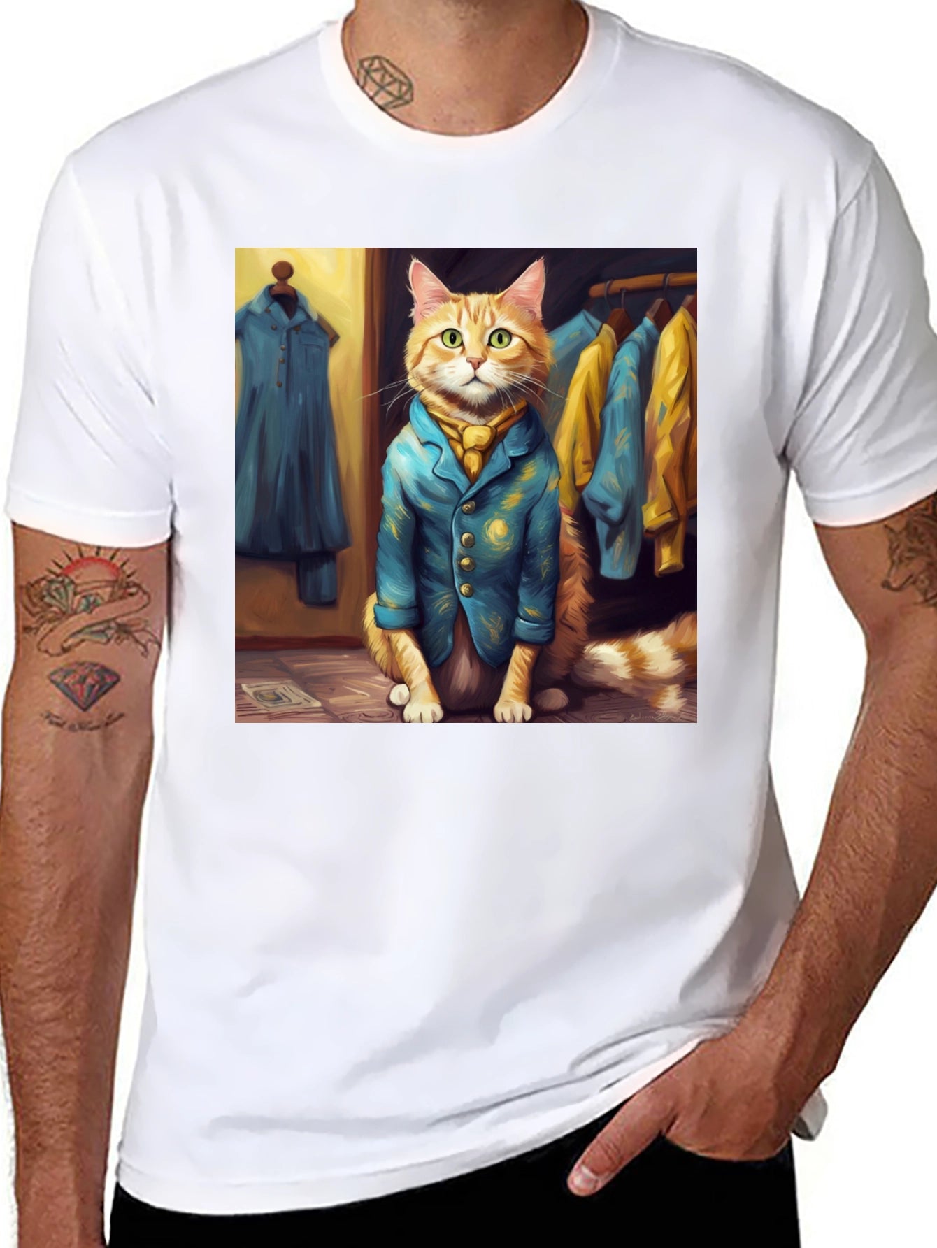 Dapper Cat T-Shirt - Trendy Feline Fashion