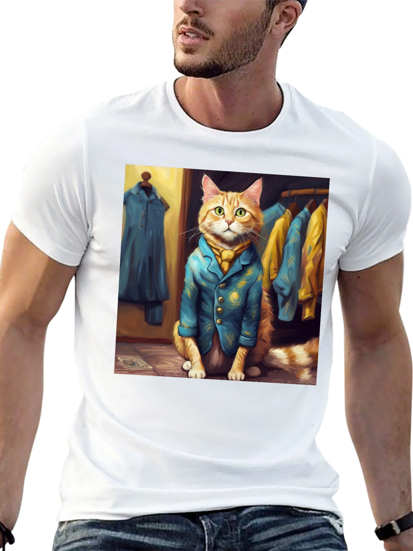 Dapper Cat T-Shirt - Trendy Feline Fashion