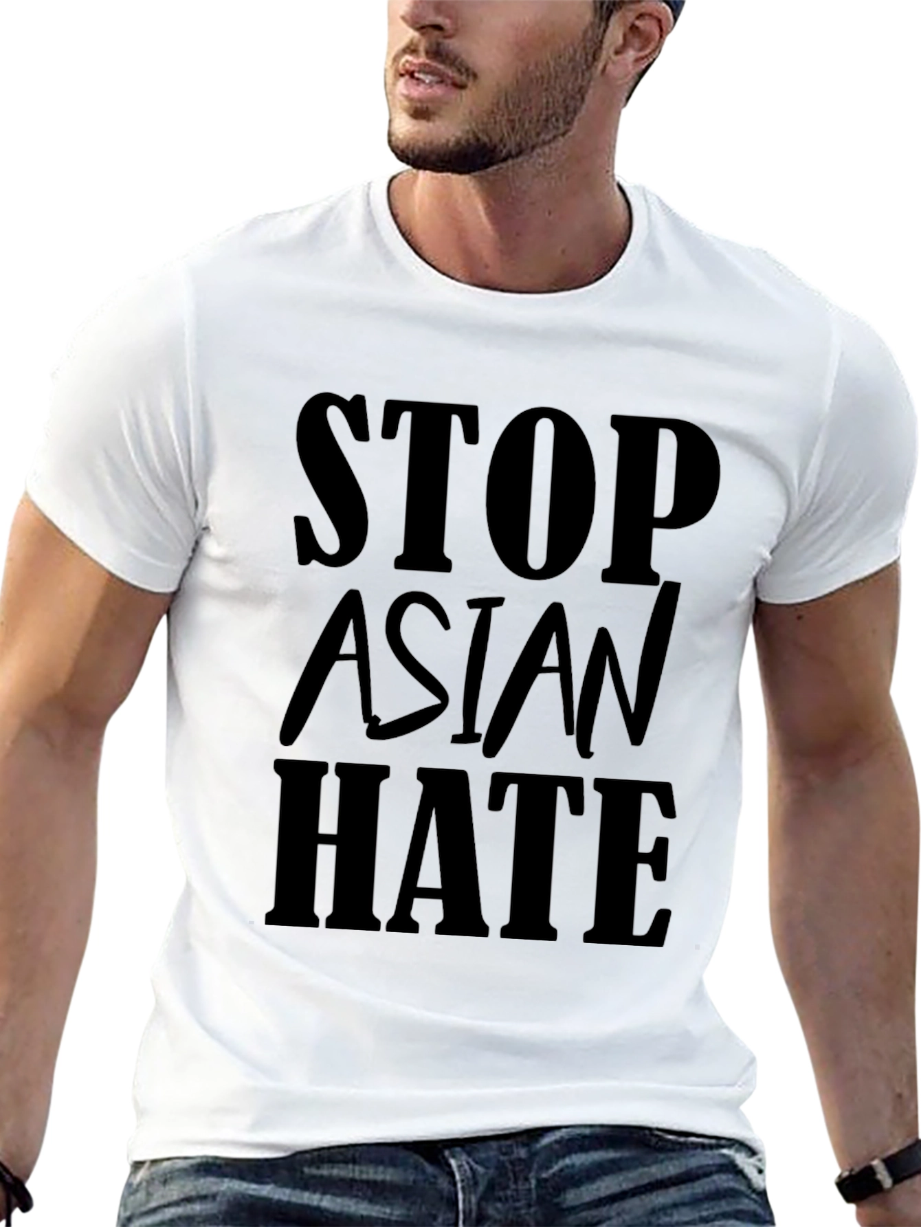Stop Asian Hate T-Shirt - Black Crew Neck Tee