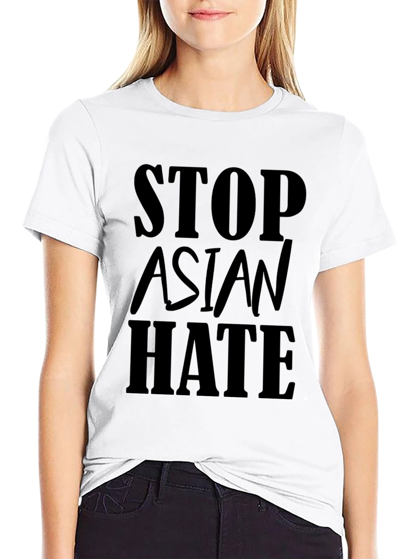 Stop Asian Hate T-Shirt - Black Crew Neck Tee
