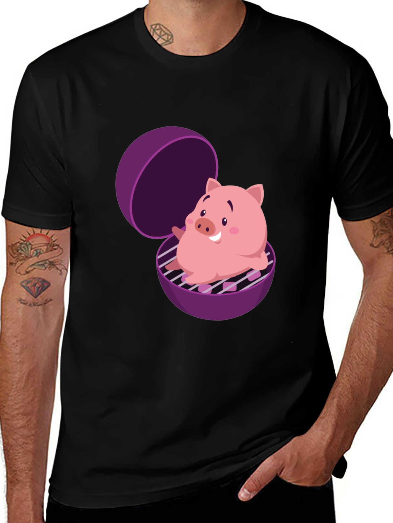 Pig in Grill Funny T-Shirt
