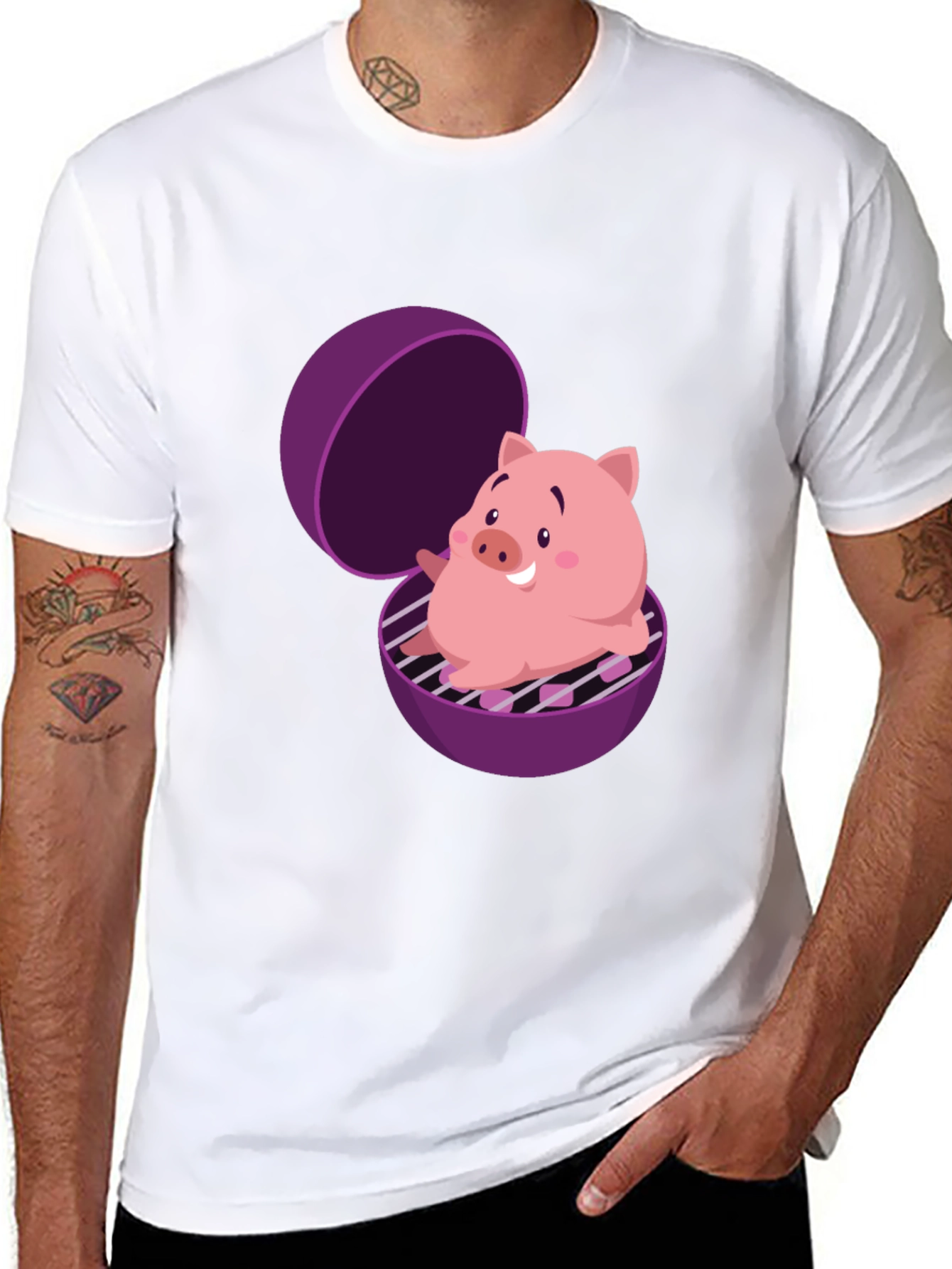 Pig in Grill Funny T-Shirt