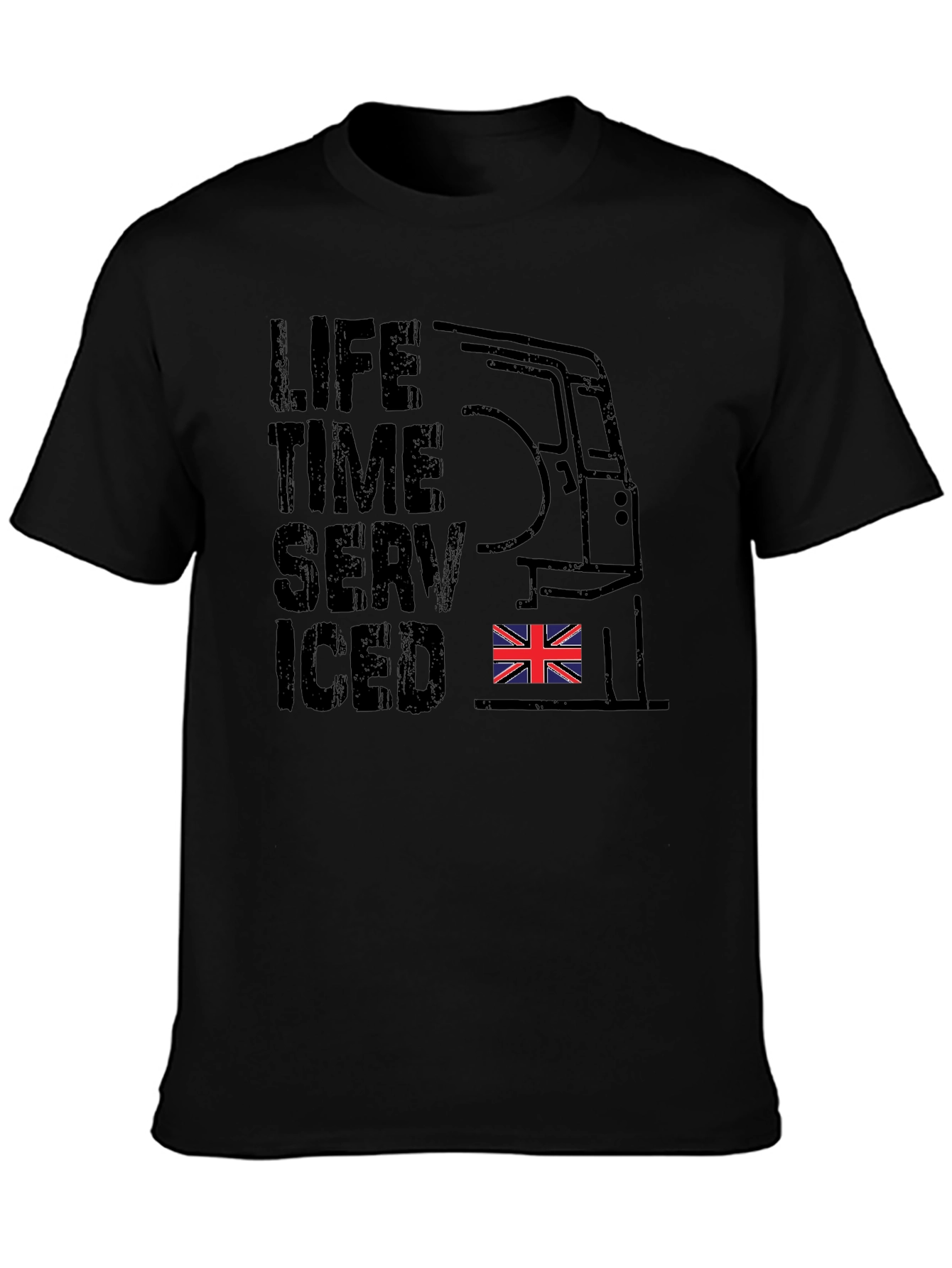Lifetime Serviced Union Jack Black T-Shirt