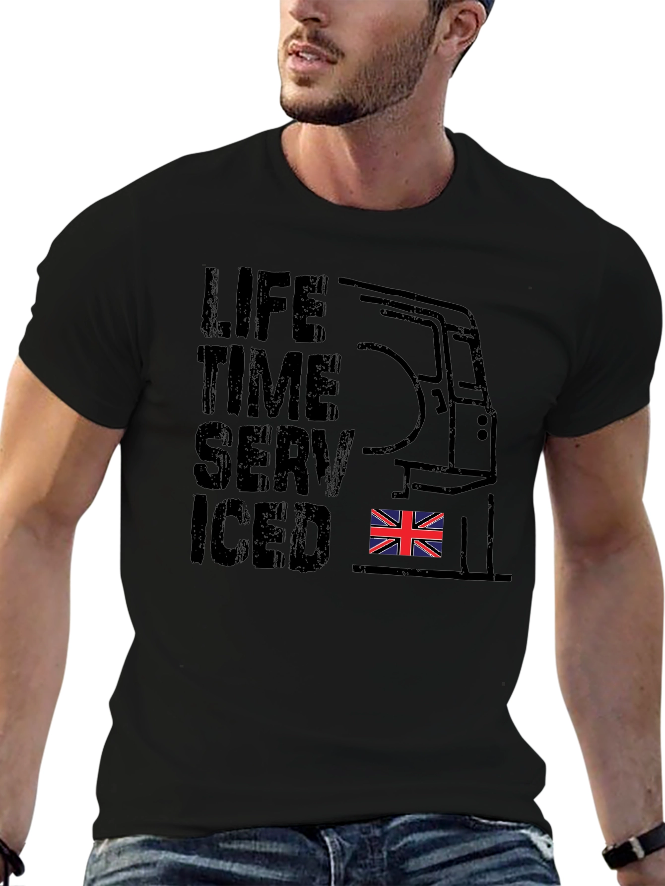 Lifetime Serviced Union Jack Black T-Shirt