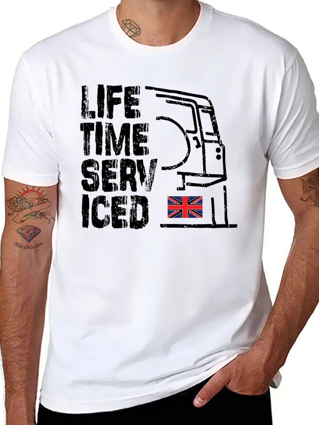 Lifetime Serviced Union Jack Black T-Shirt